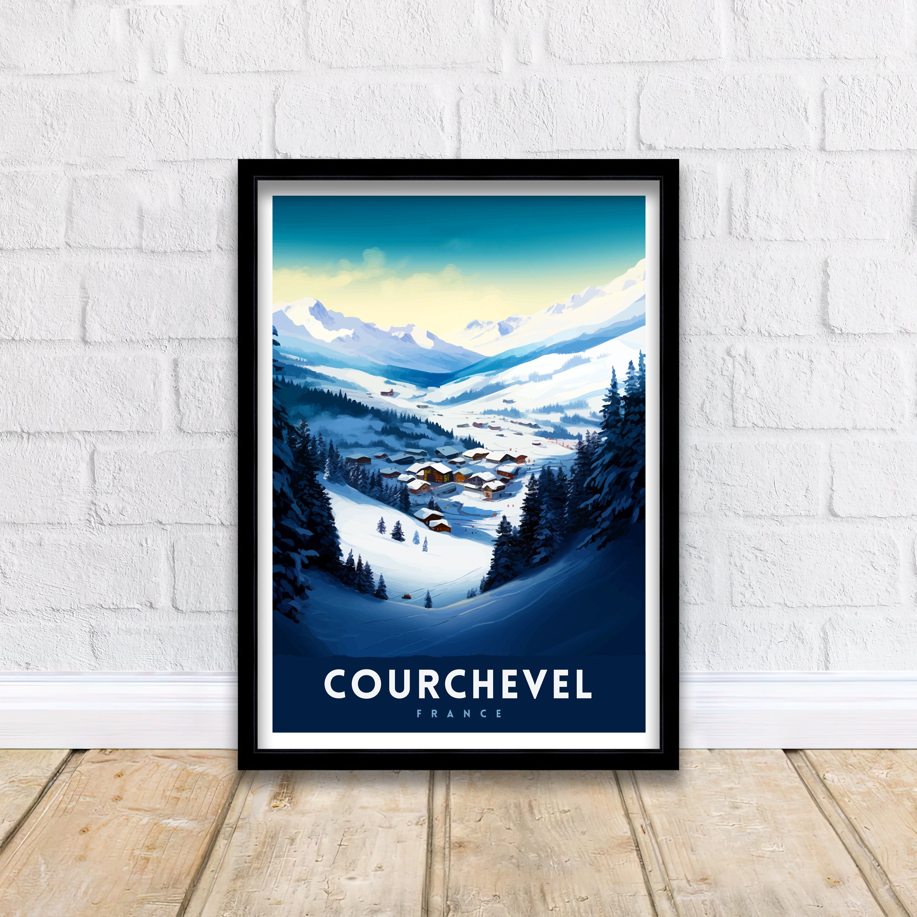 Courchevel Ski Resort Print French Alps Winter Sports Poster Ski Lover Wall Art Courchevel Mountain View Decor France Skiing Trip Artwork