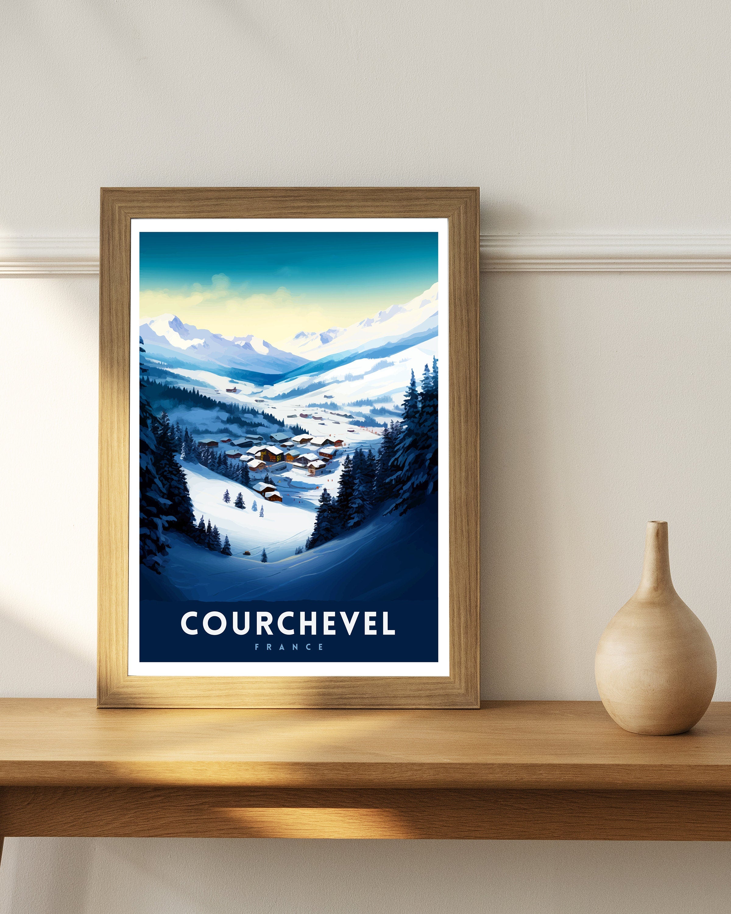 Courchevel Ski Resort Print French Alps Winter Sports Poster Ski Lover Wall Art Courchevel Mountain View Decor France Skiing Trip Artwork