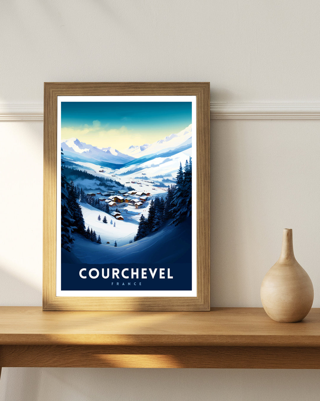 Courchevel Ski Resort Poster French Alps Winter Sports Poster Ski Lover Wall Art Courchevel Mountain View Decor France Skiing Trip Artwork