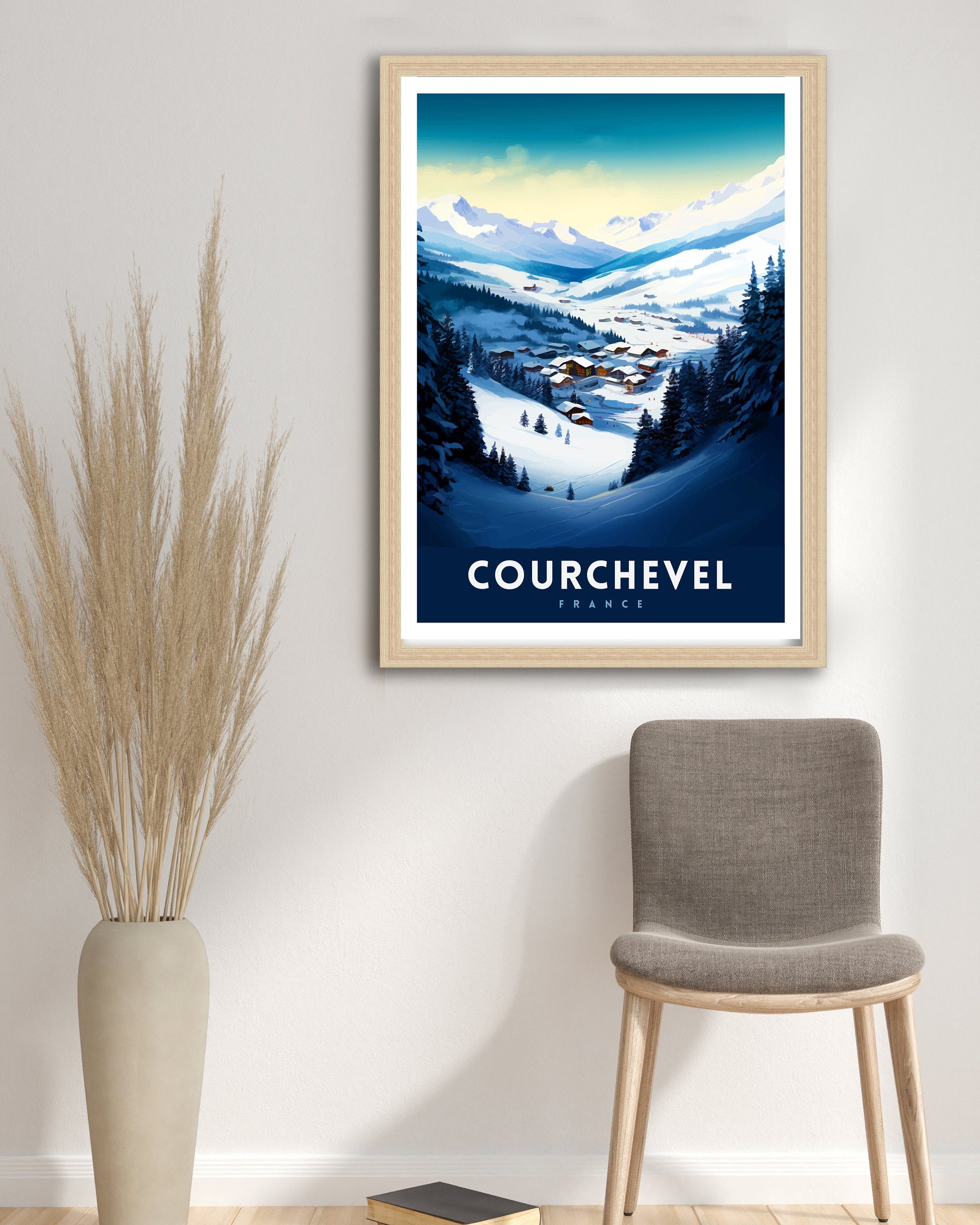 Courchevel Ski Resort Print French Alps Winter Sports Poster Ski Lover Wall Art Courchevel Mountain View Decor France Skiing Trip Artwork