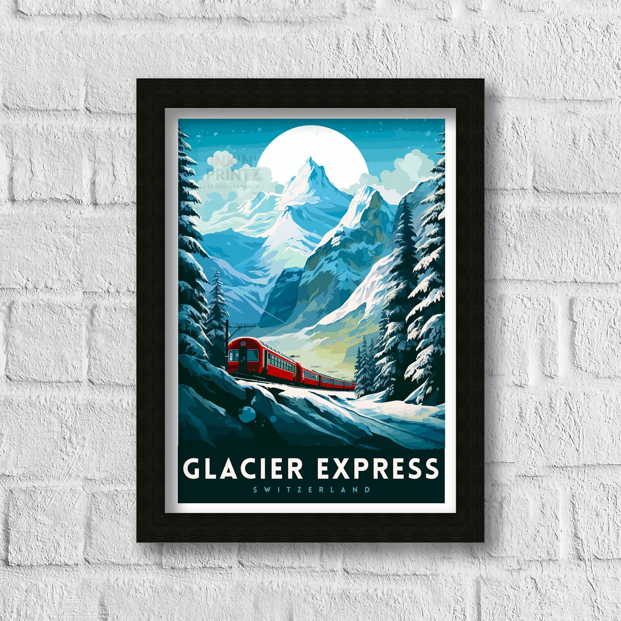 Glacier Express Train Print Swiss Alps Railway Poster Scenic Train Journey Art Switzerland Travel Decor Alpine Adventure Wall Art Railway