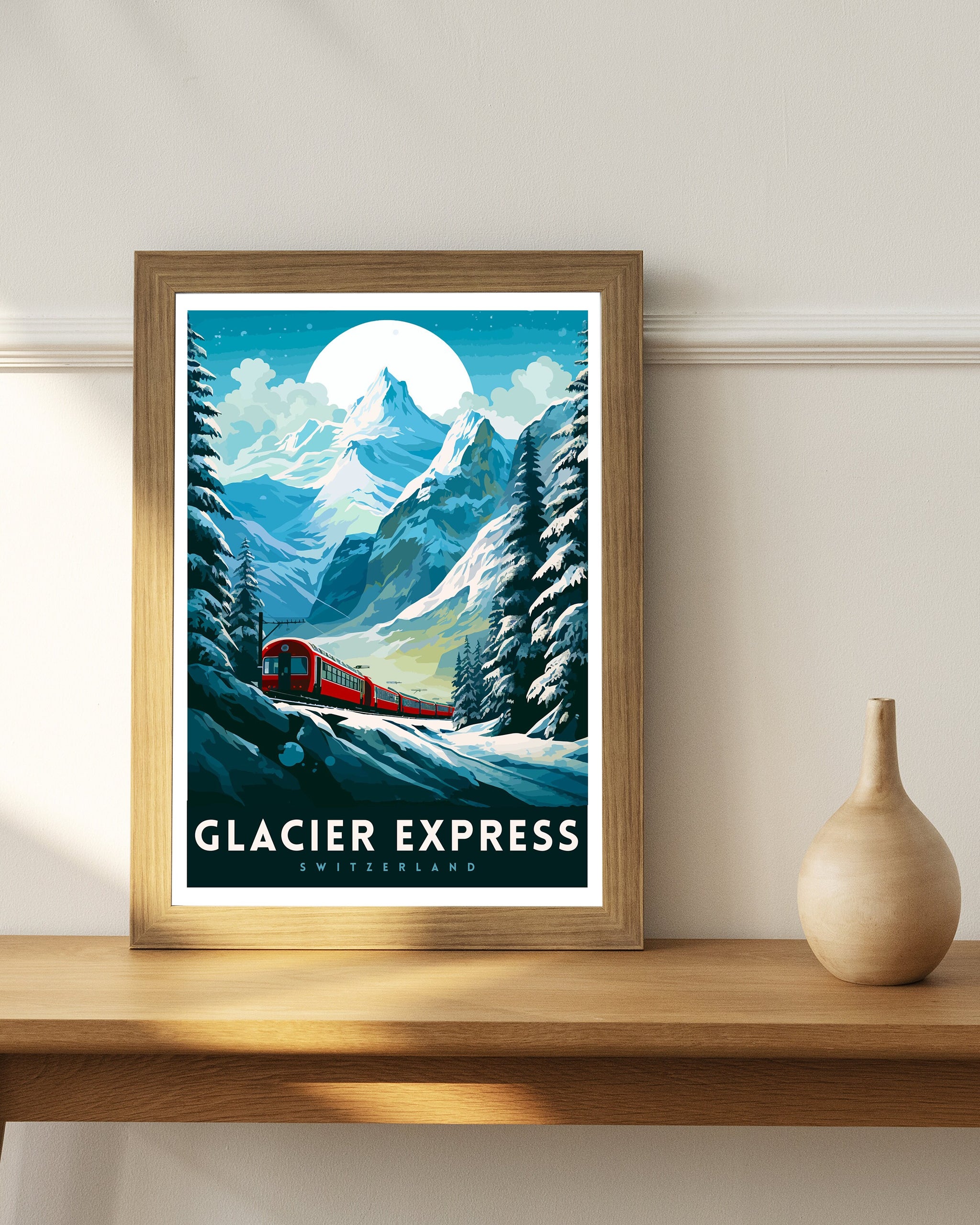 Glacier Express Train Print Swiss Alps Railway Poster Scenic Train Journey Art Switzerland Travel Decor Alpine Adventure Wall Art Railway