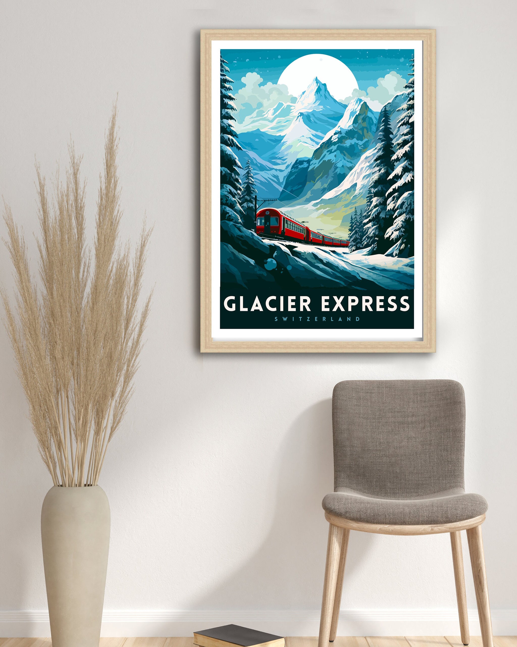 Glacier Express Train Print Swiss Alps Railway Poster Scenic Train Journey Art Switzerland Travel Decor Alpine Adventure Wall Art Railway