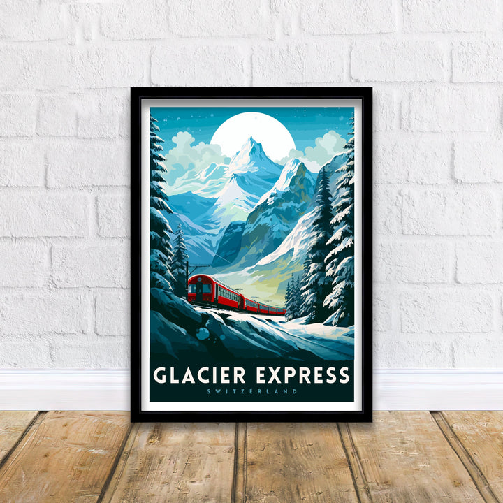 Glacier Express Train Poster Swiss Alps Railway Poster Scenic Train Journey Art Switzerland Travel Decor Alpine Adventure Wall Art Railway