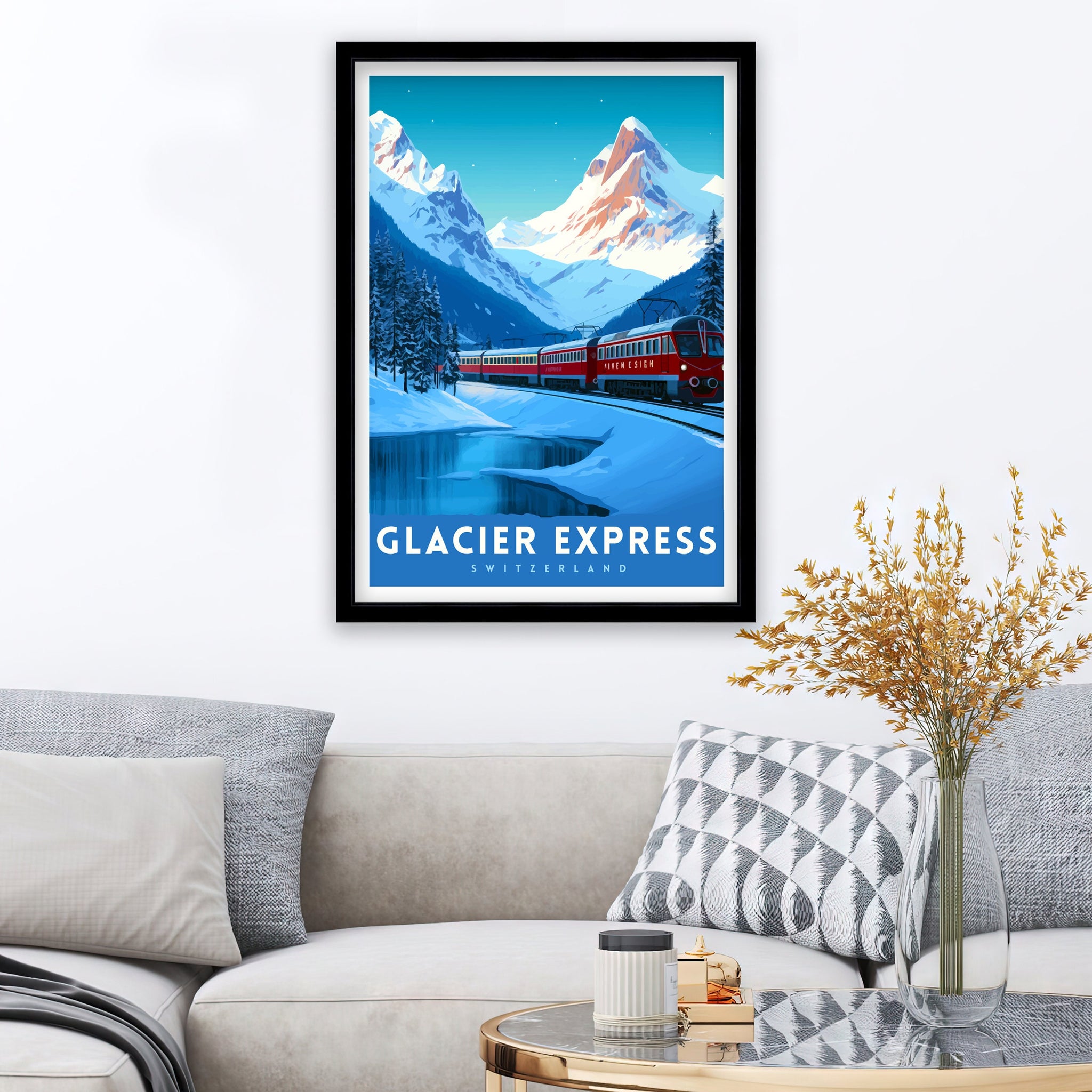 Glacier Express Train Print Swiss Alps Railway Poster Scenic Train Journey Art Switzerland Travel Decor Alpine Adventure Wall Art Railway