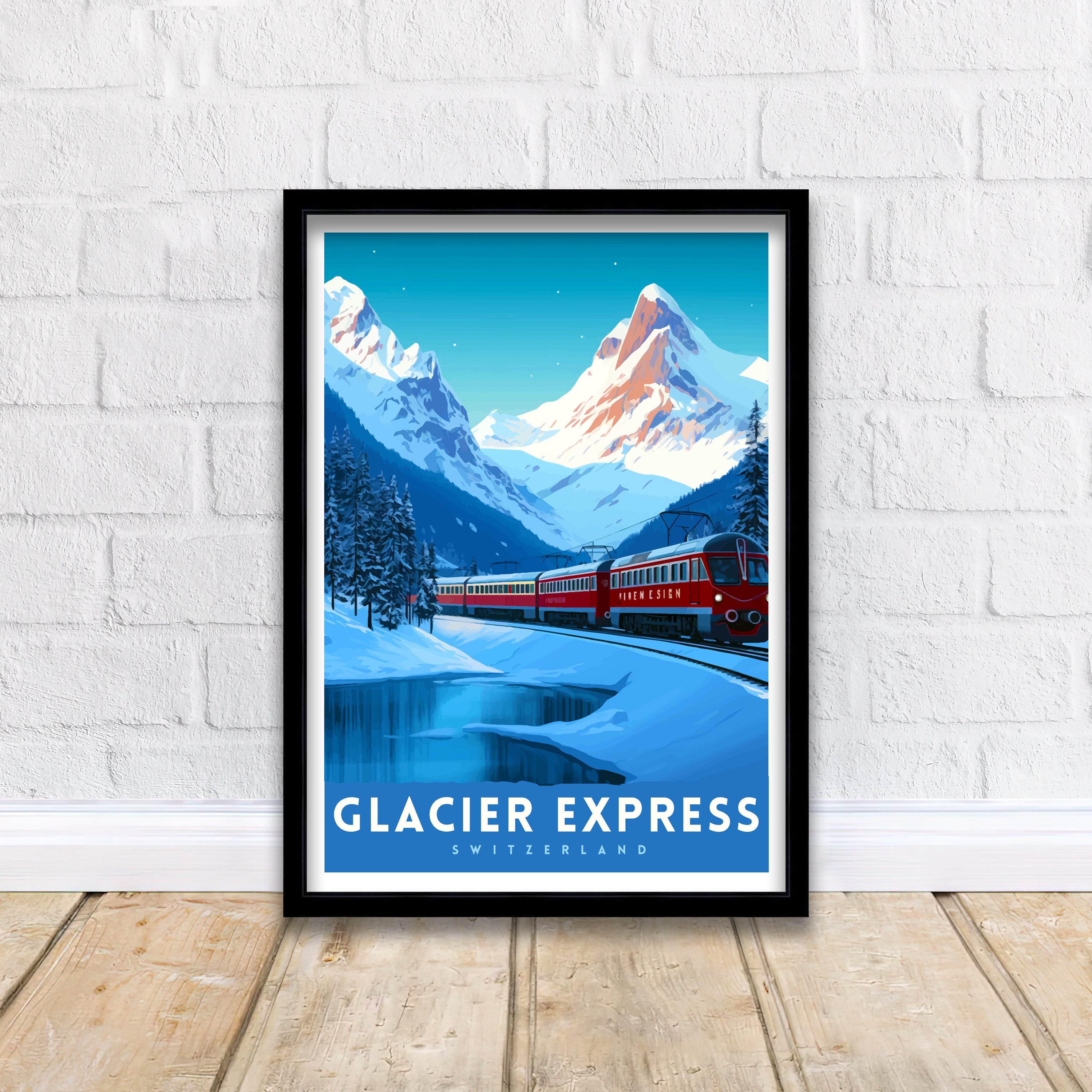Glacier Express Train Print Swiss Alps Railway Poster Scenic Train Journey Art Switzerland Travel Decor Alpine Adventure Wall Art Railway