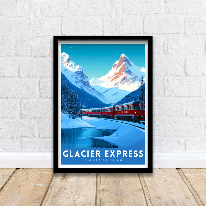 Glacier Express Train Poster Swiss Alps Railway Poster Scenic Train Journey Art Switzerland Travel Decor Alpine Adventure Wall Art Railway