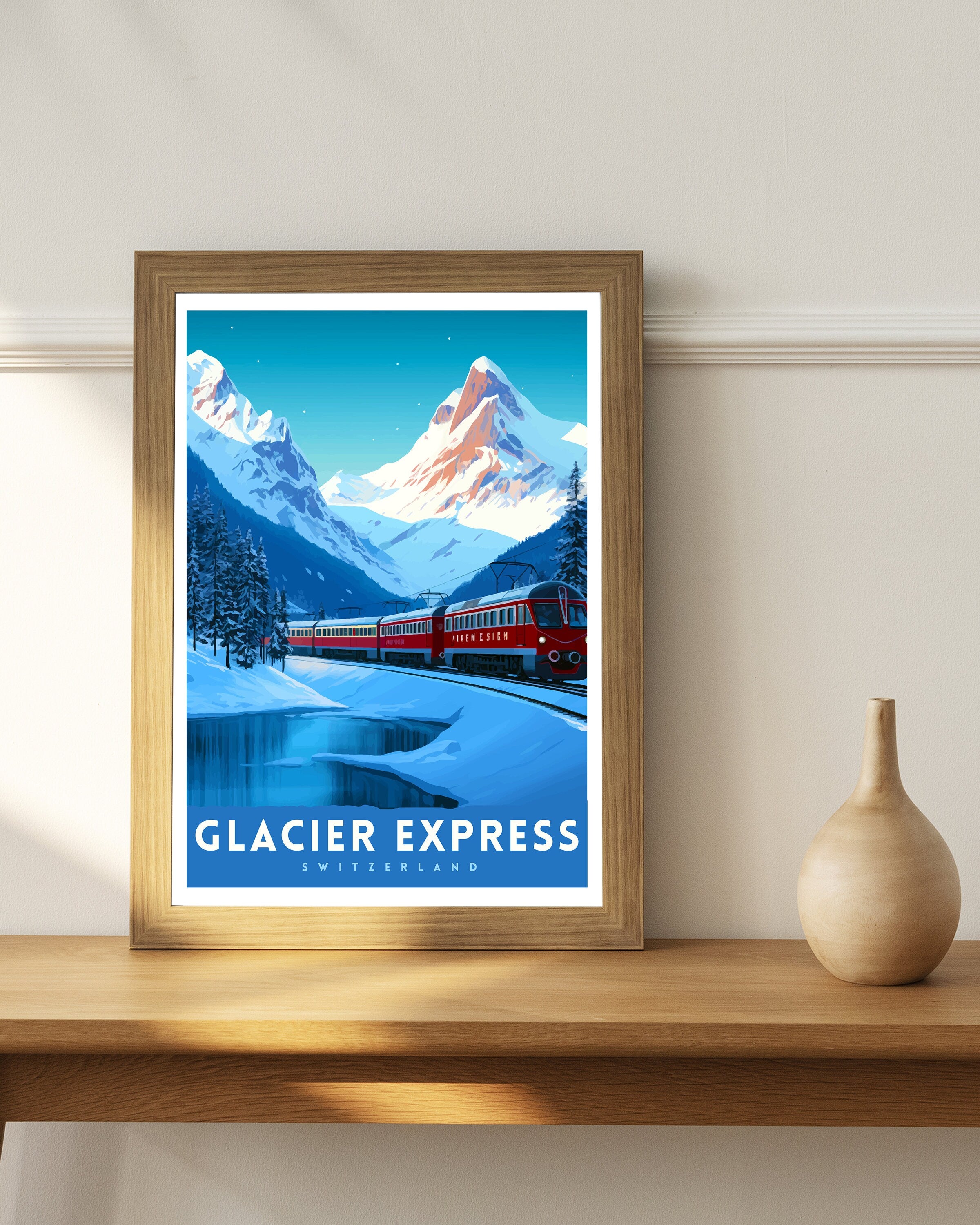 Glacier Express Train Print Swiss Alps Railway Poster Scenic Train Journey Art Switzerland Travel Decor Alpine Adventure Wall Art Railway