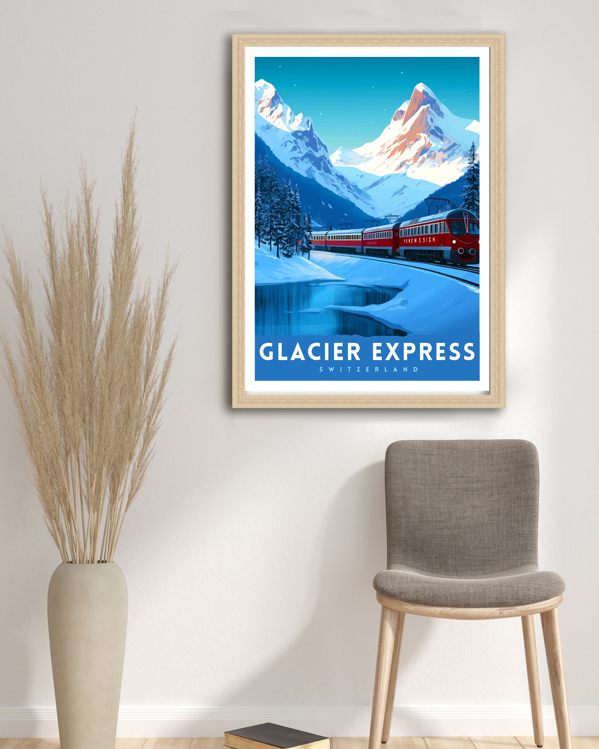 Glacier Express Train Print Swiss Alps Railway Poster Scenic Train Journey Art Switzerland Travel Decor Alpine Adventure Wall Art Railway