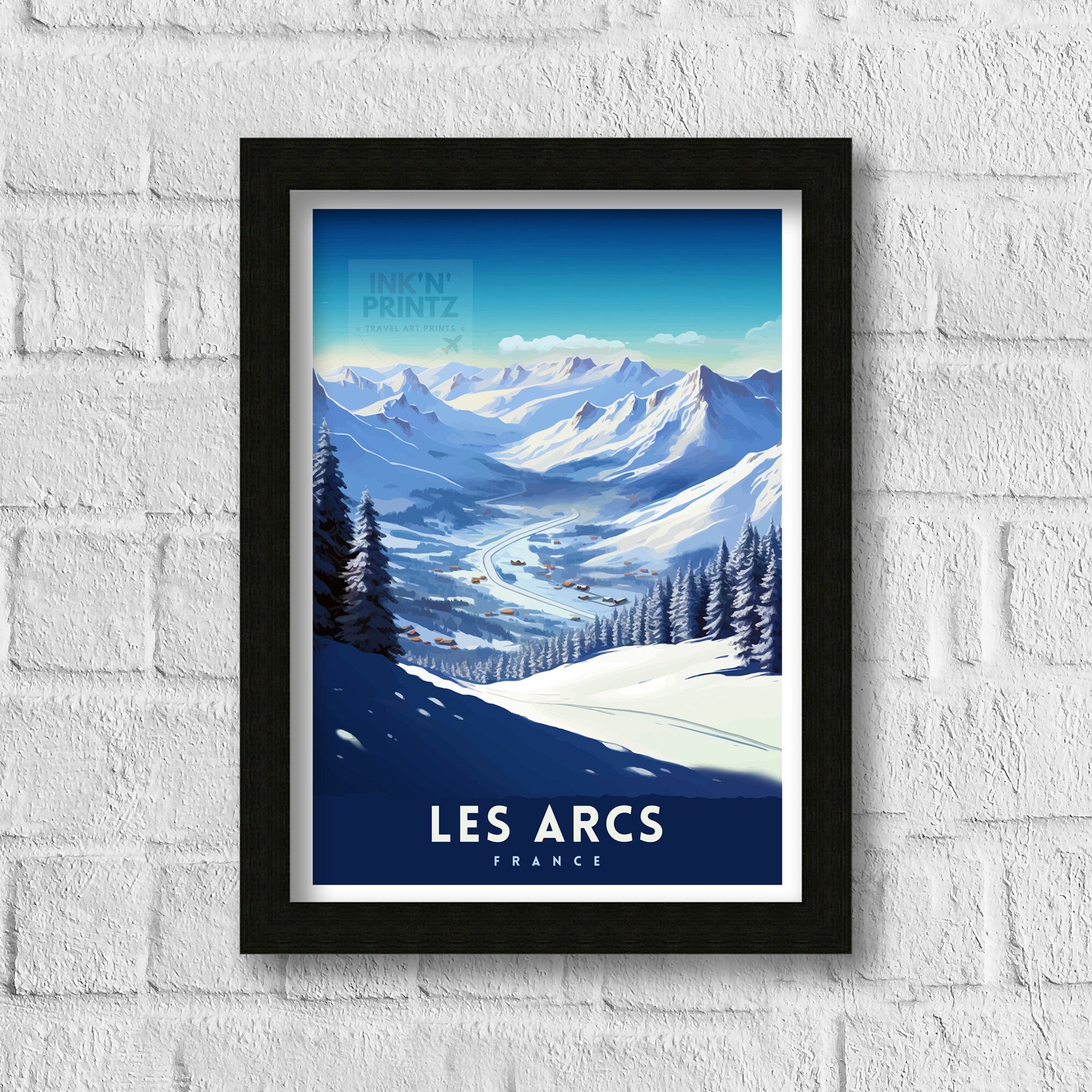 Les Arcs France Print Les Arcs Decor Les Arcs Poster Les Arcs Art Les Arcs Wall Art Gift for Ski Lovers Les Arcs Home Decor