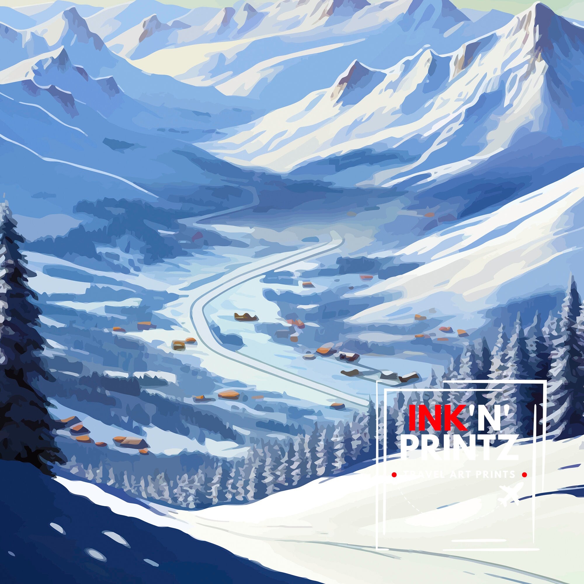 Les Arcs France Print Les Arcs Decor Les Arcs Poster Les Arcs Art Les Arcs Wall Art Gift for Ski Lovers Les Arcs Home Decor