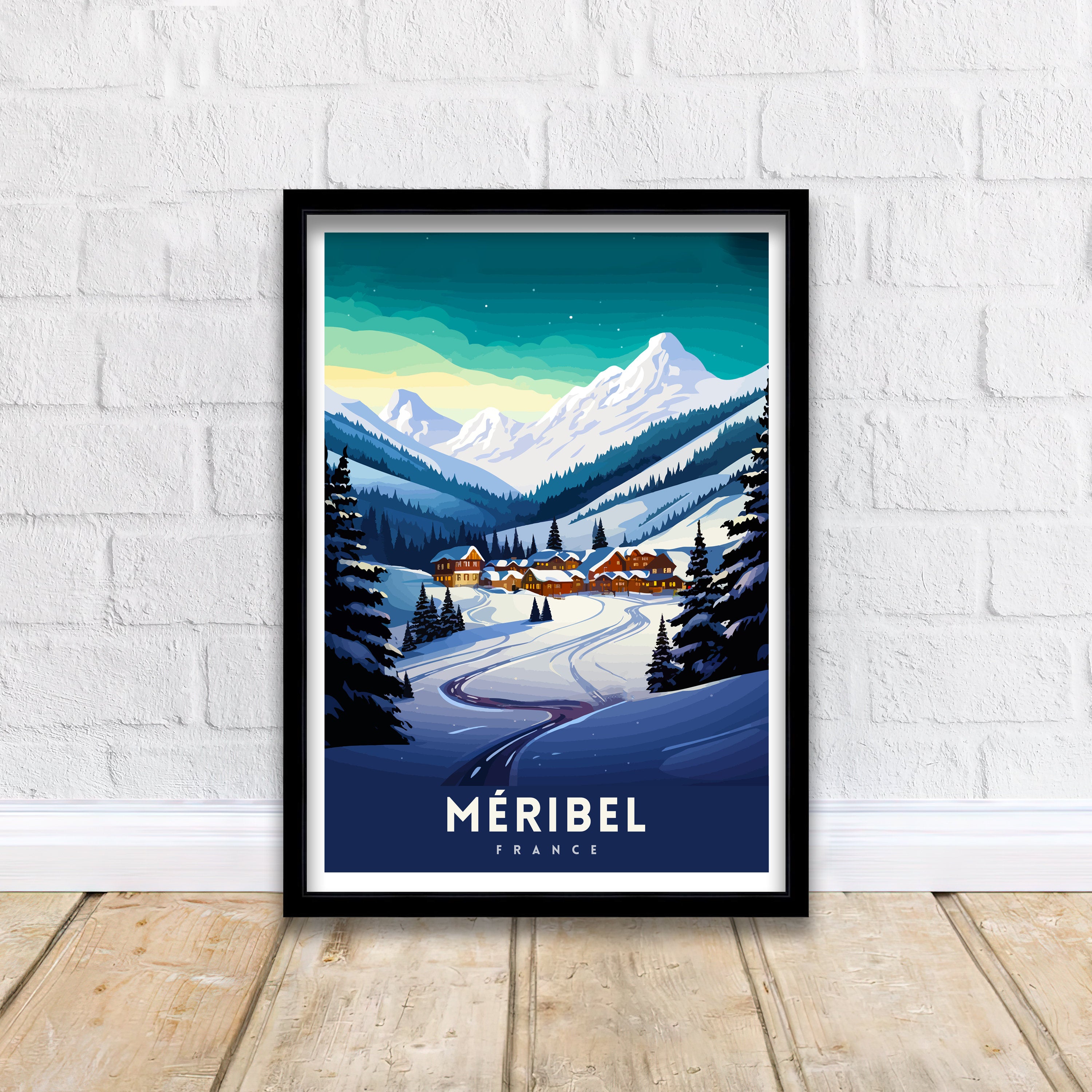 Meribel Ski Resort Print French Alps Winter Sport Decor Meribel France Poster Skiing Destination Wall Art Meribel Travel Souvenir