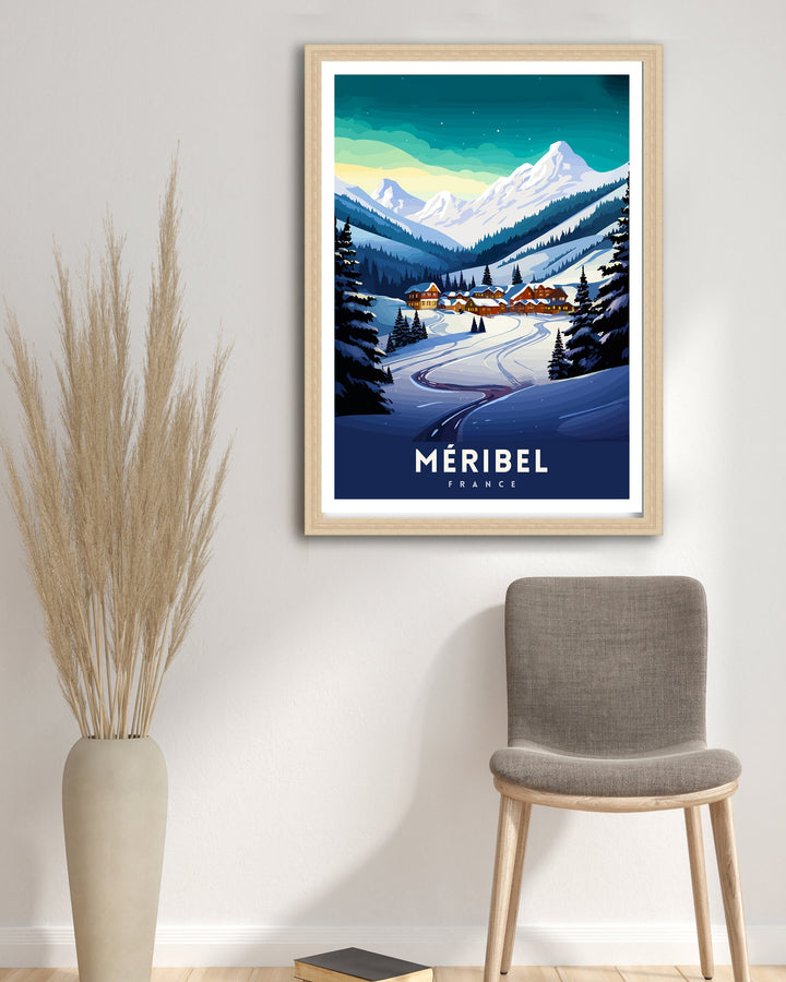 Meribel Ski Resort Poster French Alps Winter Sport Decor Meribel France Poster Skiing Destination Wall Art Meribel Travel Souvenir