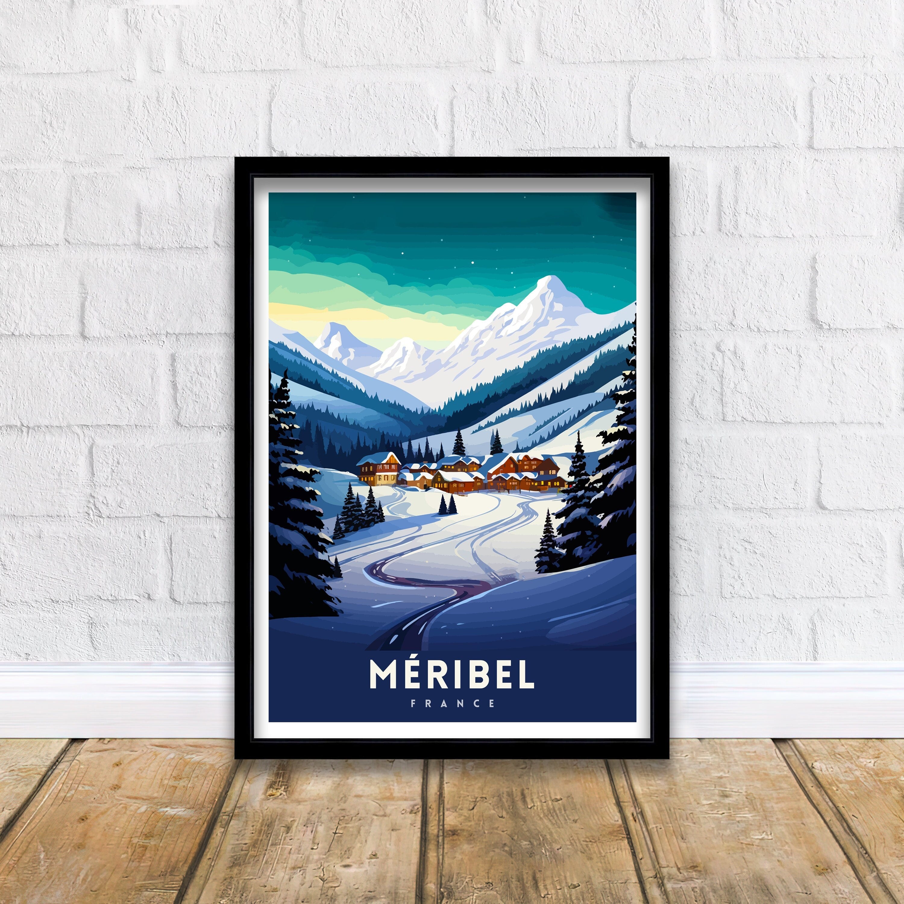 Meribel Ski Resort Print French Alps Winter Sport Decor Meribel France Poster Skiing Destination Wall Art Meribel Travel Souvenir