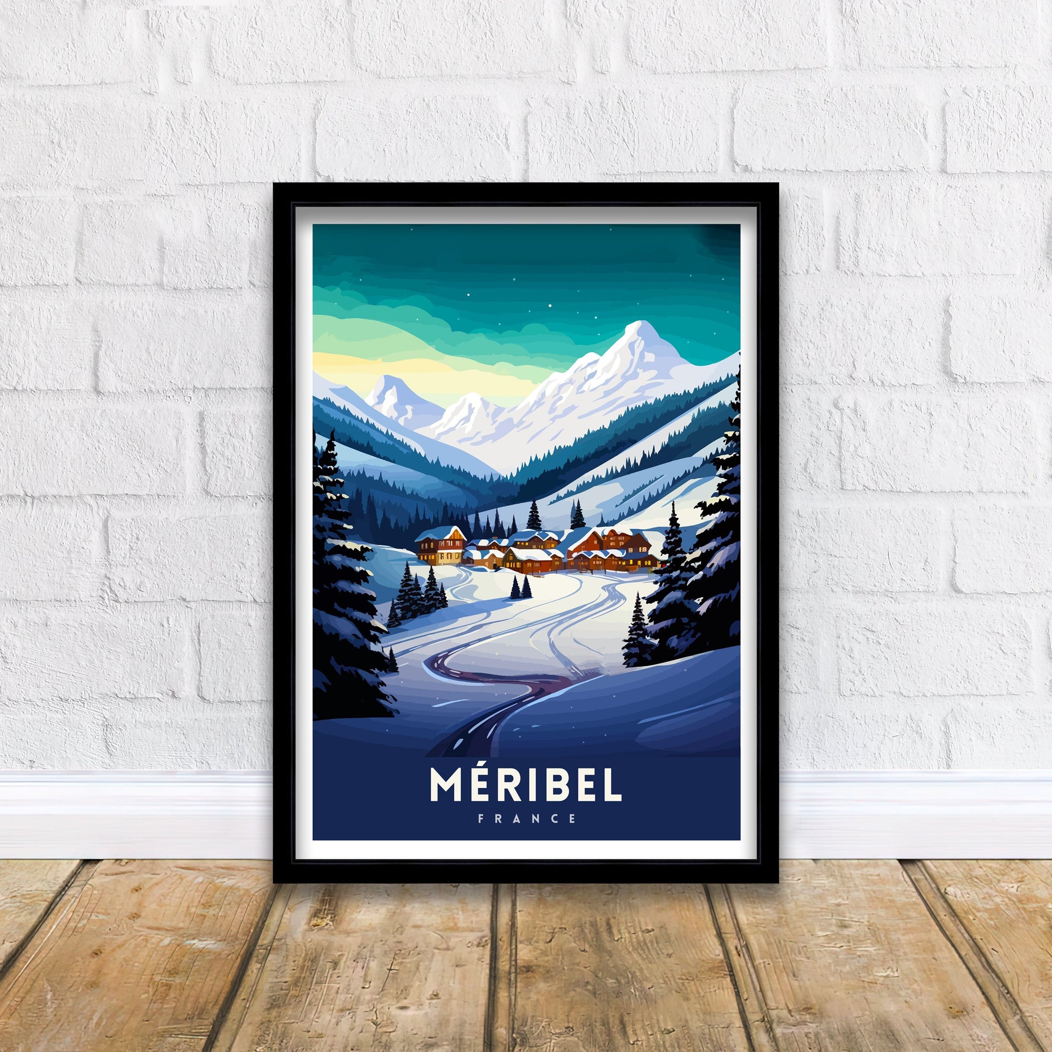 Meribel Ski Resort Print French Alps Winter Sport Decor Meribel France Poster Skiing Destination Wall Art Meribel Travel Souvenir