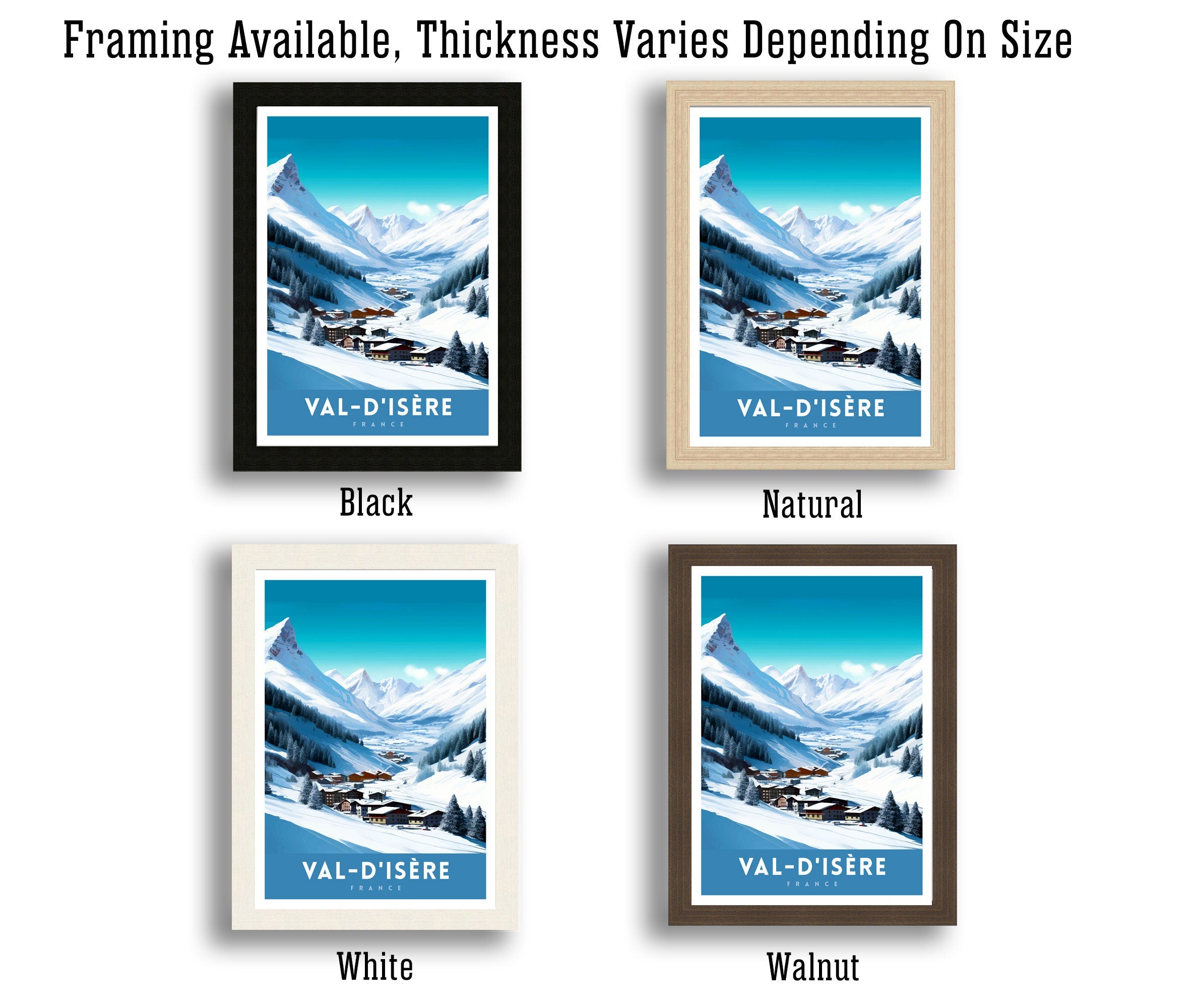 Val d Isere Travel Print French Ski Paradise Wall Decor Val dIsere Poster Alpine Resort France Snow Landscape Art Ski Lovers Gift Idea