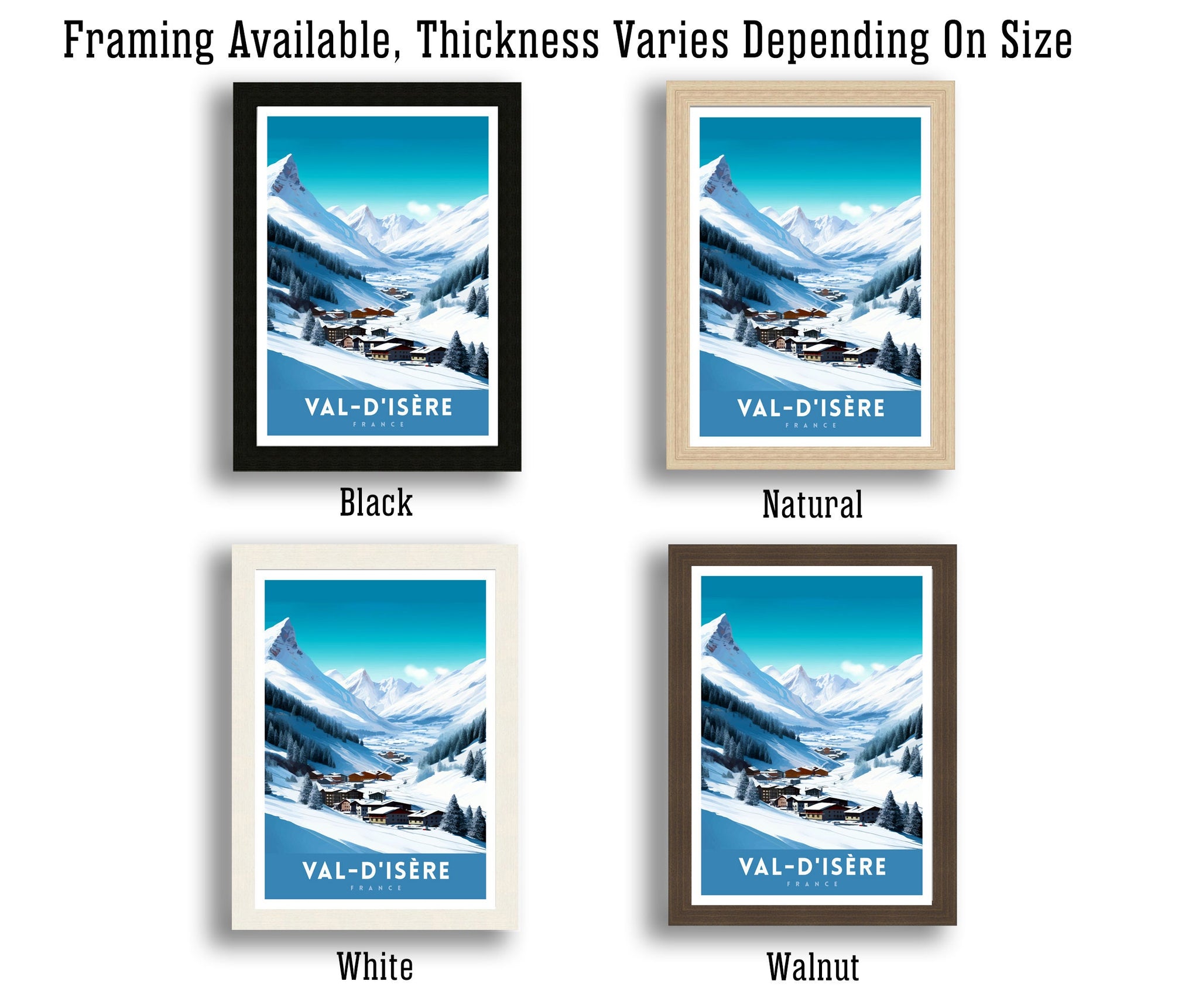 Val d Isere Travel Print French Ski Paradise Wall Decor Val dIsere Poster Alpine Resort France Snow Landscape Art Ski Lovers Gift Idea