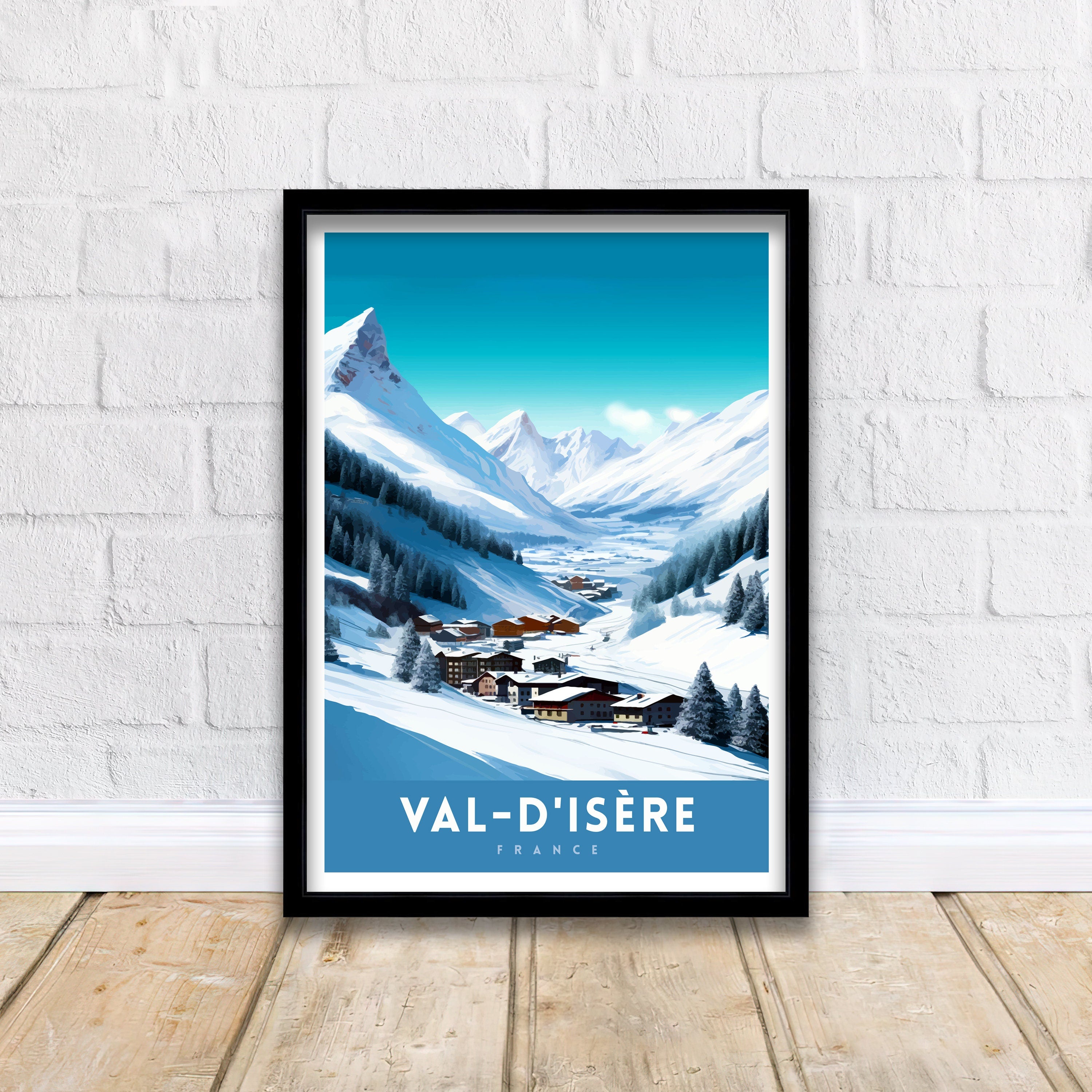Val d Isere Travel Print French Ski Paradise Wall Decor Val dIsere Poster Alpine Resort France Snow Landscape Art Ski Lovers Gift Idea