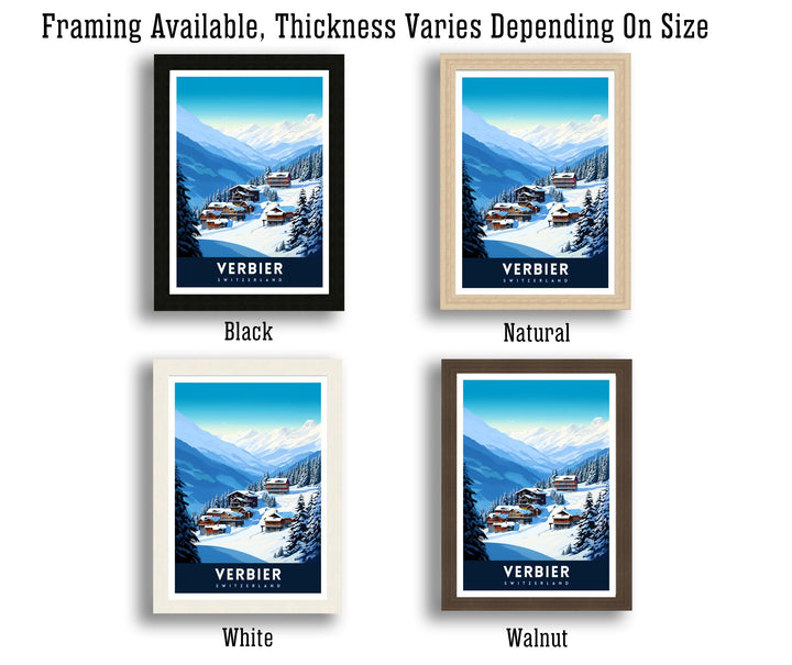 Verbier Ski Resort Print Swiss Alps Winter Scene Wall Art Verbier Poster Skiing Travel Decor Mountain Landscape Gift for Skiers