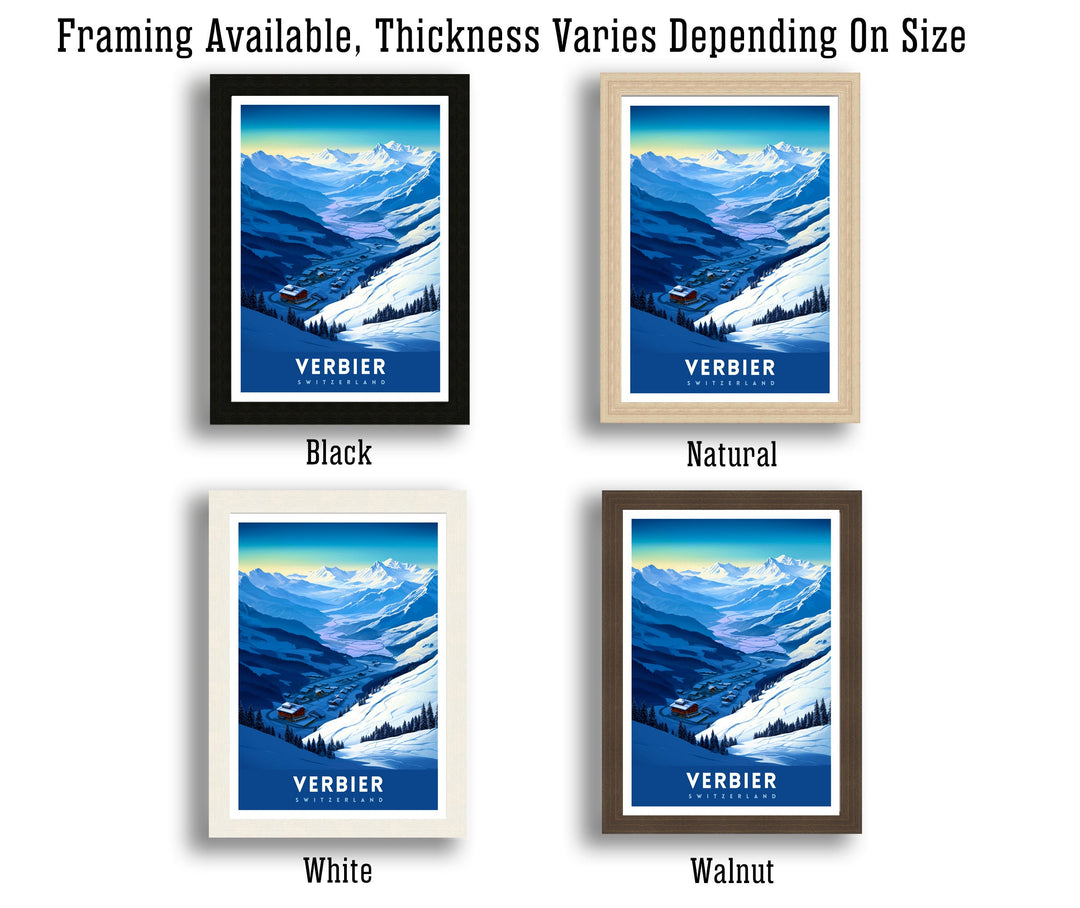 Verbier Ski Resort Print Swiss Alps Winter Scene Wall Art Verbier Poster Skiing Travel Decor Mountain Landscape Gift for Skiers