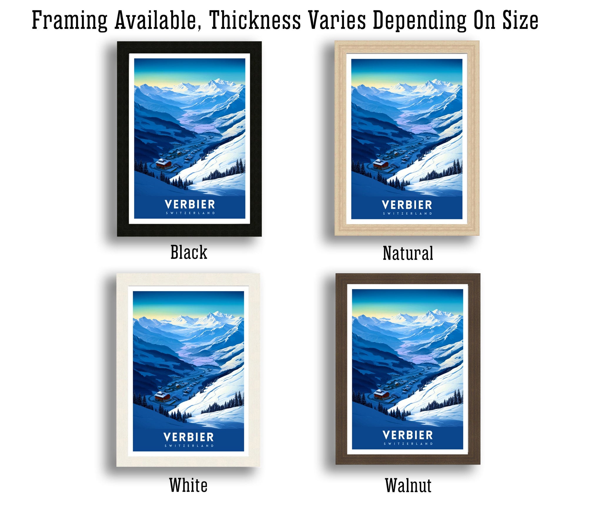 Verbier Ski Resort Print Swiss Alps Winter Scene Wall Art Verbier Poster Skiing Travel Decor Mountain Landscape Gift for Skiers