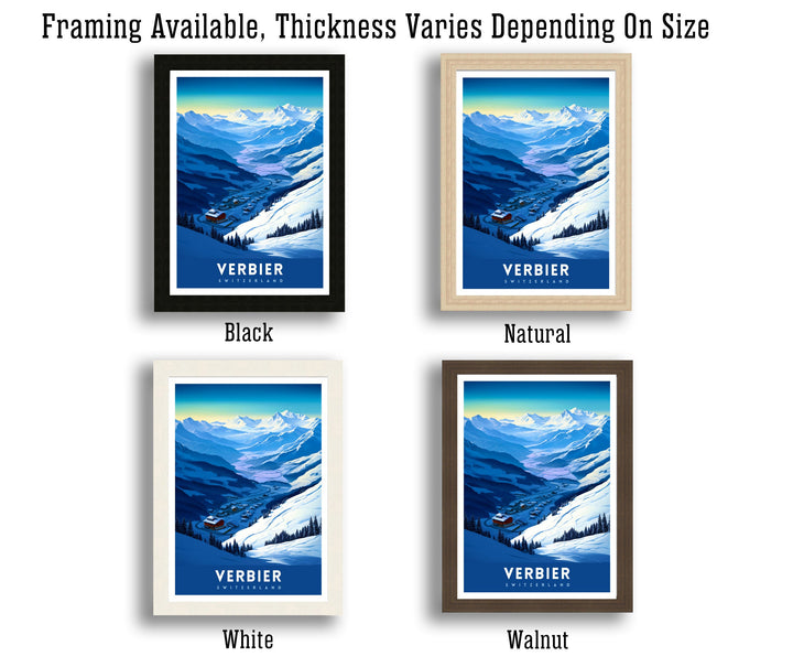 Verbier Ski Resort Print Swiss Alps Winter Scene Wall Art Verbier Poster Skiing Travel Decor Mountain Landscape Gift for Skiers