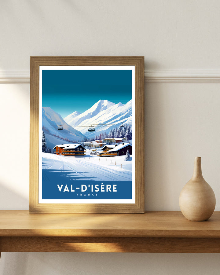 Val d Isere Travel Print French Ski Paradise Wall Decor Val dIsere Poster Alpine Resort France Snow Landscape Art Ski Lovers Gift Idea