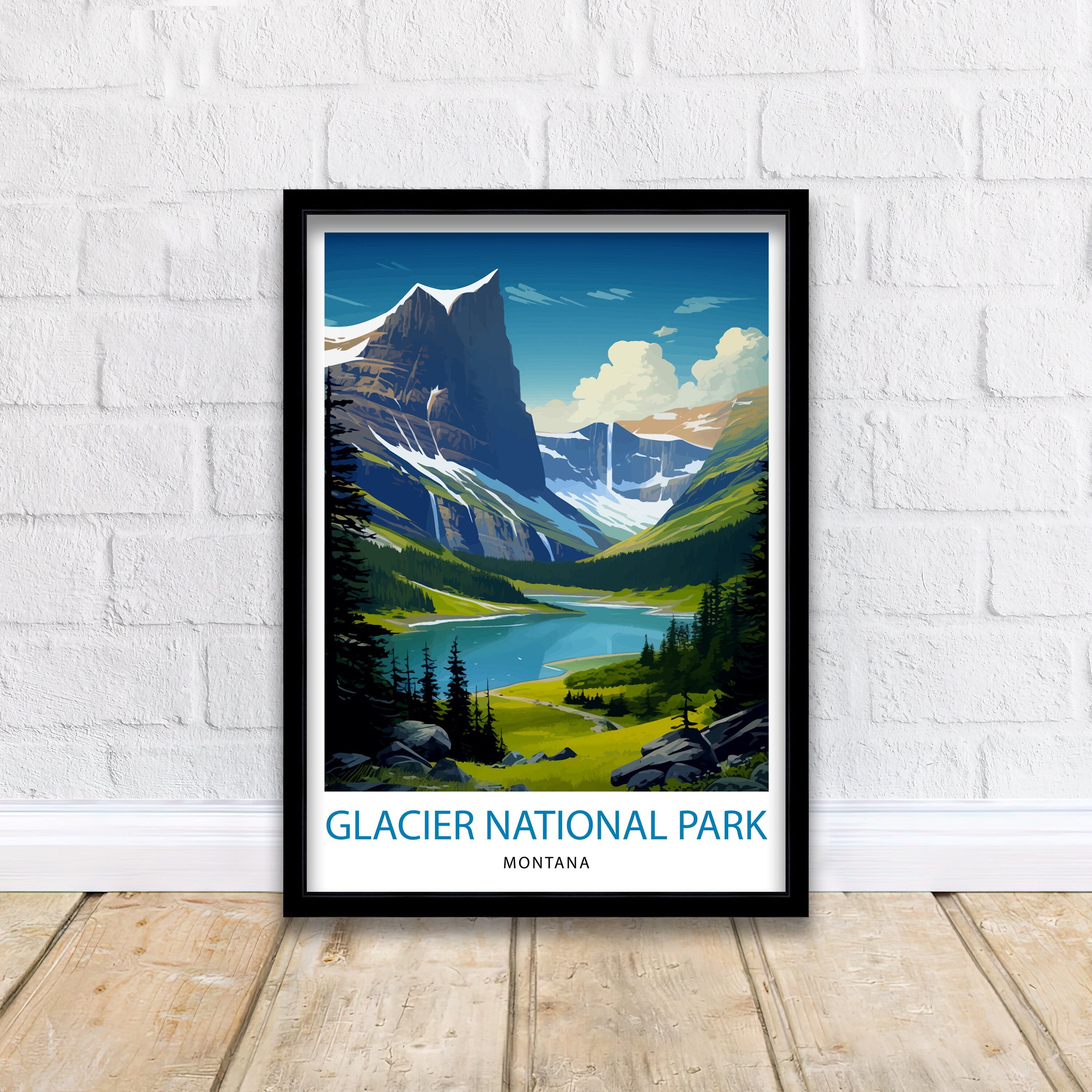Glacier National Park Print| Montana Wilderness Poster Alpine Landscape Art Hiker's Dream Decor National Park Wall Art Nature Travel Gift