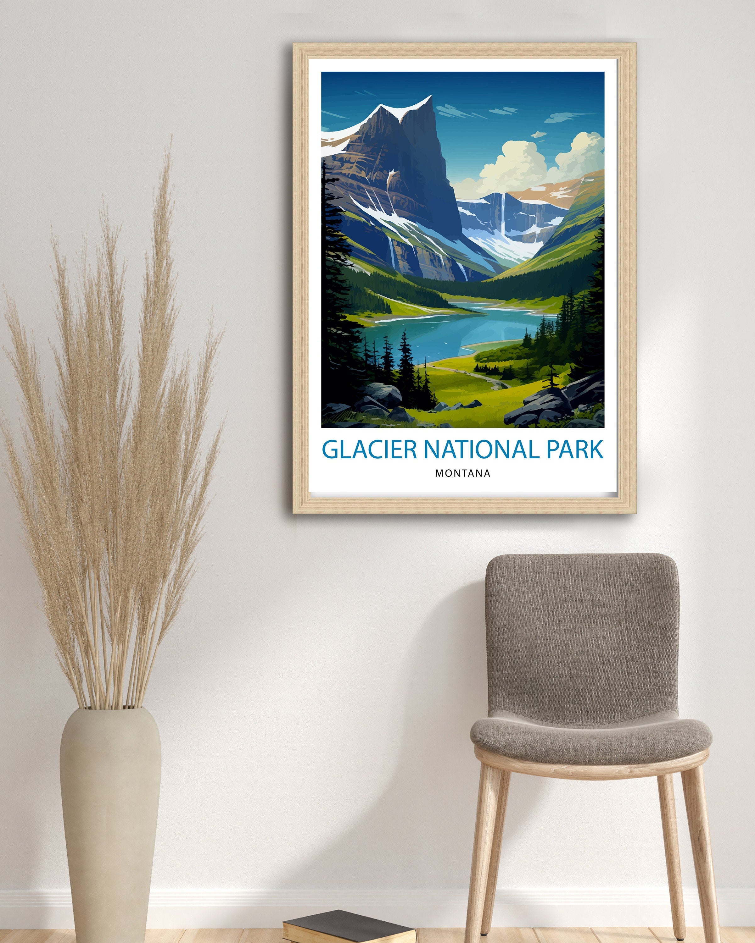 Glacier National Park Print| Montana Wilderness Poster Alpine Landscape Art Hiker's Dream Decor National Park Wall Art Nature Travel Gift