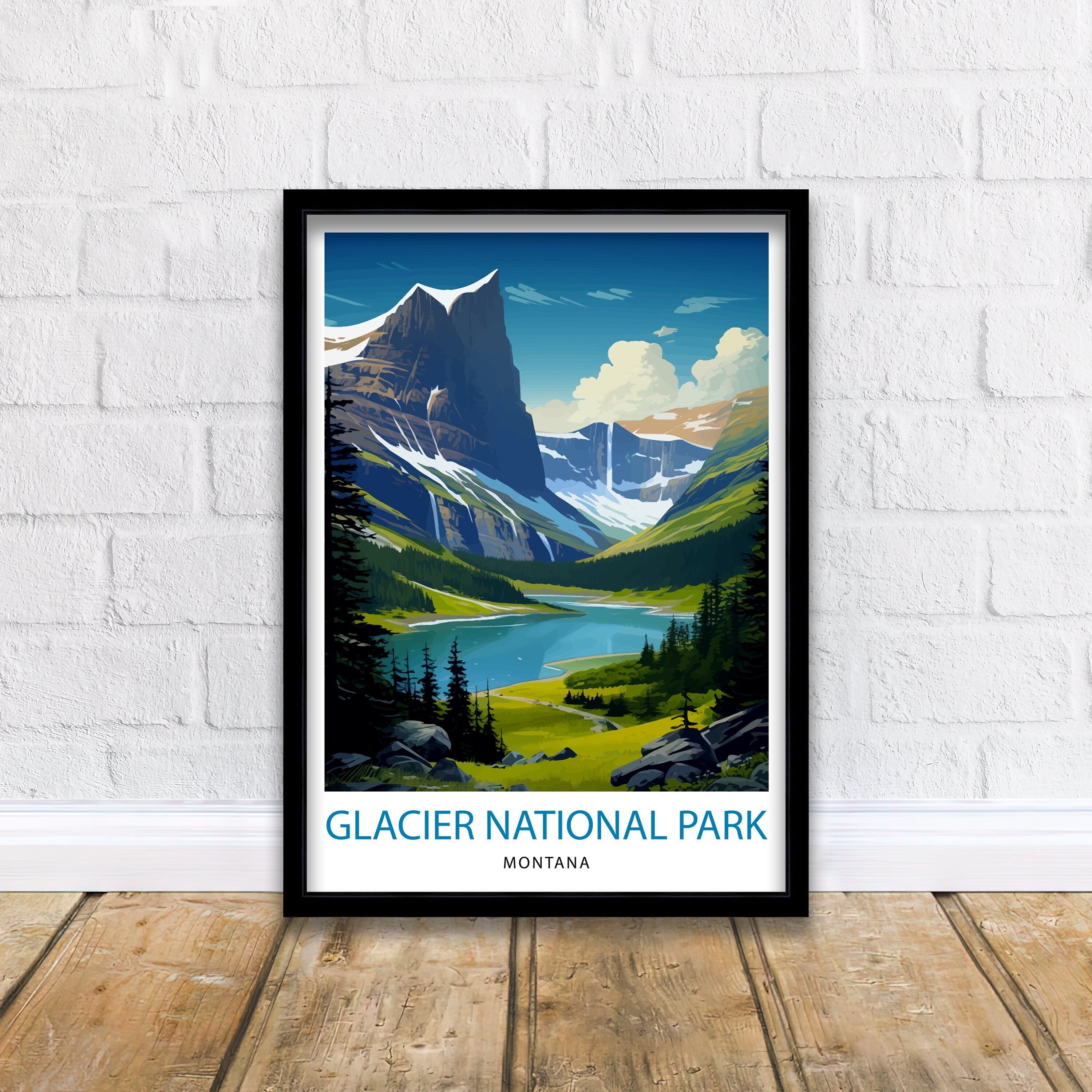 Glacier National Park Print| Montana Wilderness Poster Alpine Landscape Art Hiker's Dream Decor National Park Wall Art Nature Travel Gift