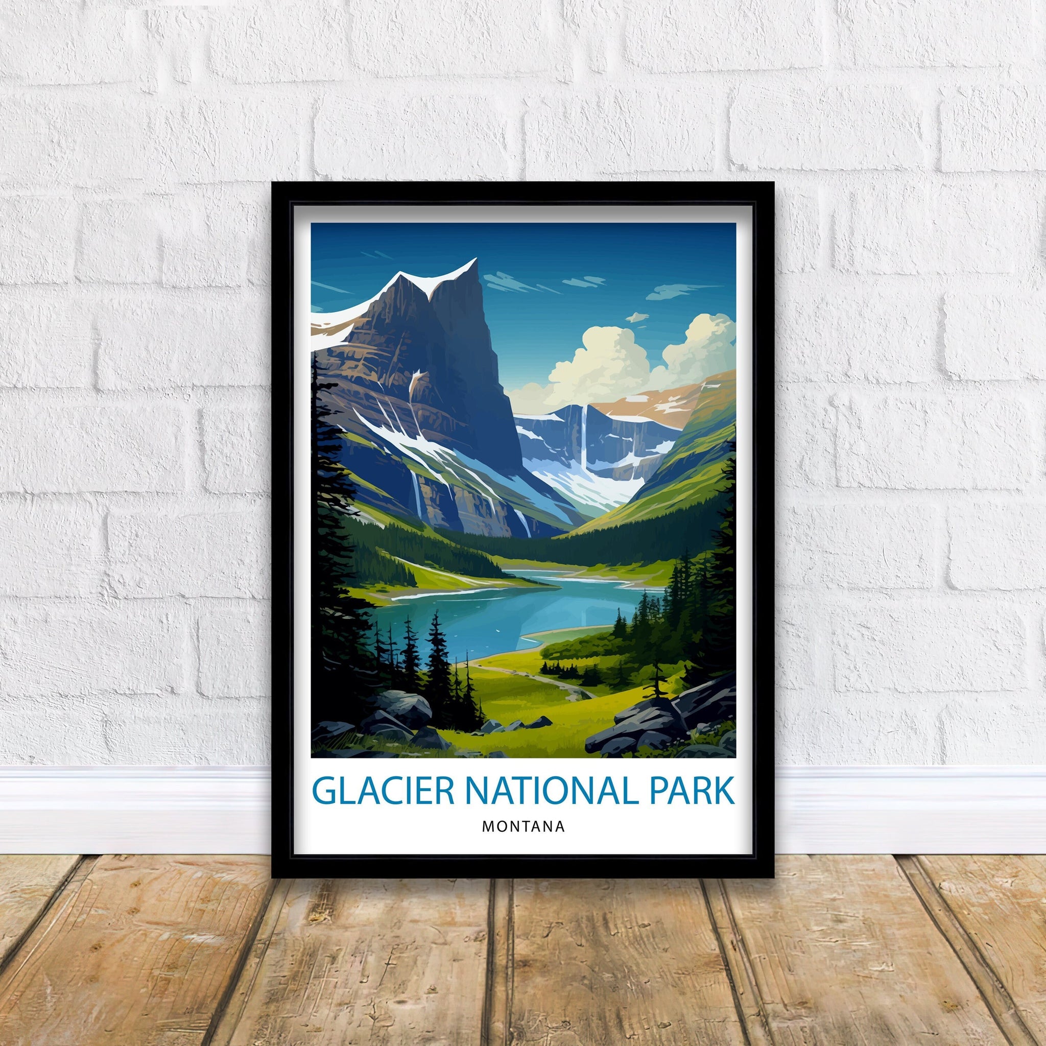 Glacier National Park Print| Montana Wilderness Poster Alpine Landscape Art Hiker's Dream Decor National Park Wall Art Nature Travel Gift