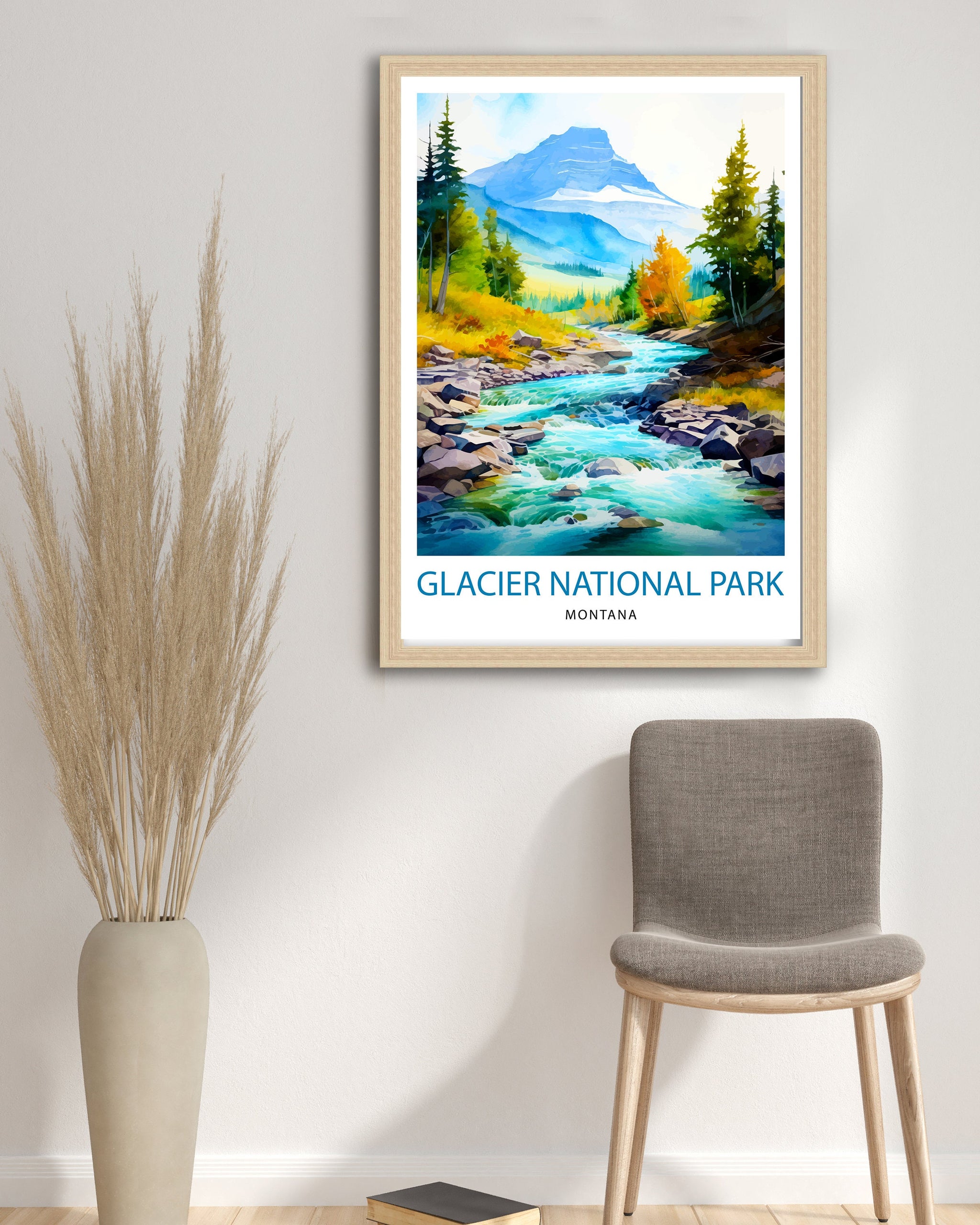 Glacier National Park Print| Montana Wilderness Poster Alpine Landscape Art Hiker's Dream Decor National Park Wall Art Nature Travel Gift