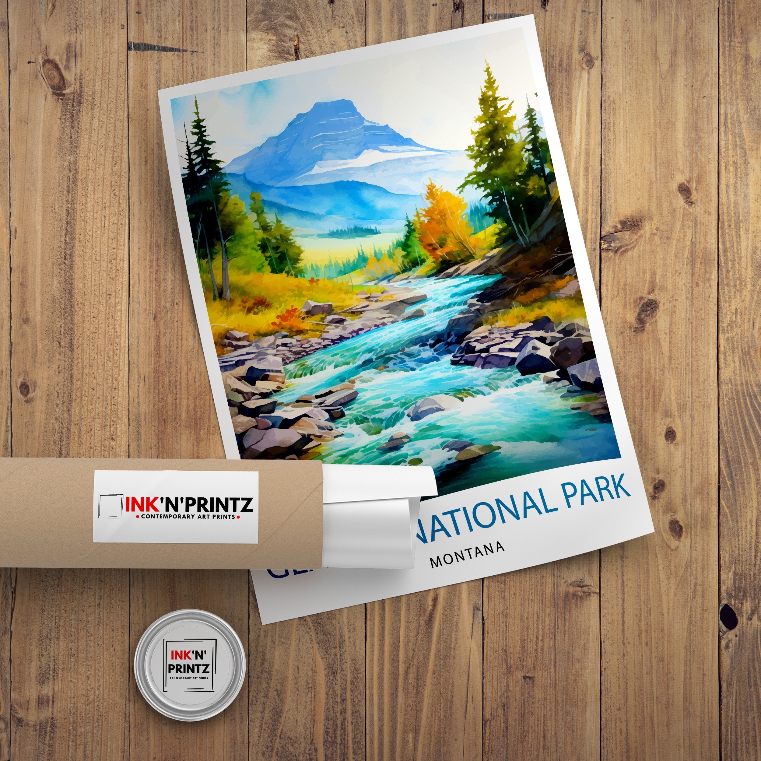 Glacier National Park Print| Montana Wilderness Poster Alpine Landscape Art Hiker's Dream Decor National Park Wall Art Nature Travel Gift