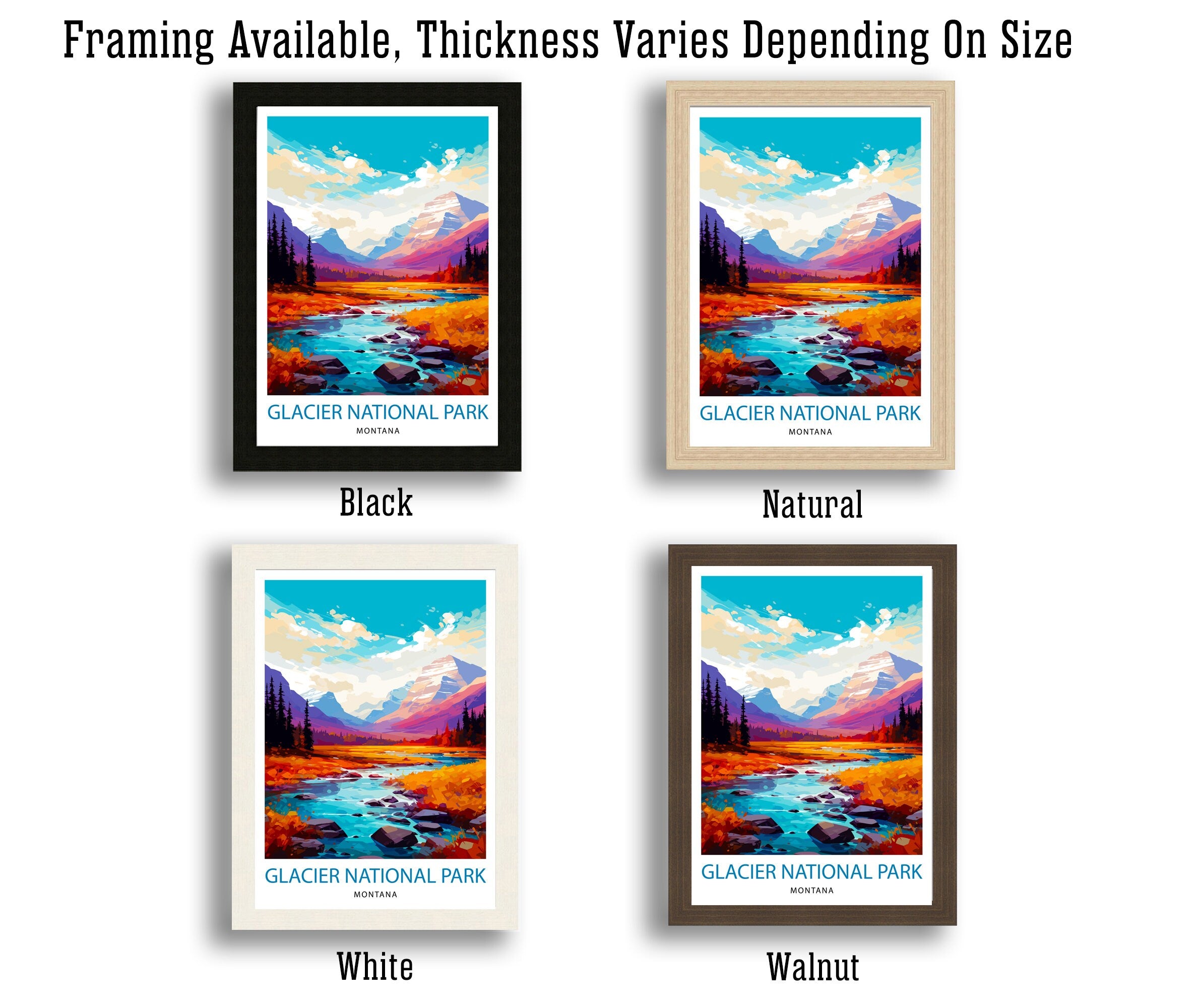 Glacier National Park Print| Montana Wilderness Poster Alpine Landscape Art Hiker's Dream Decor National Park Wall Art Nature Travel Gift
