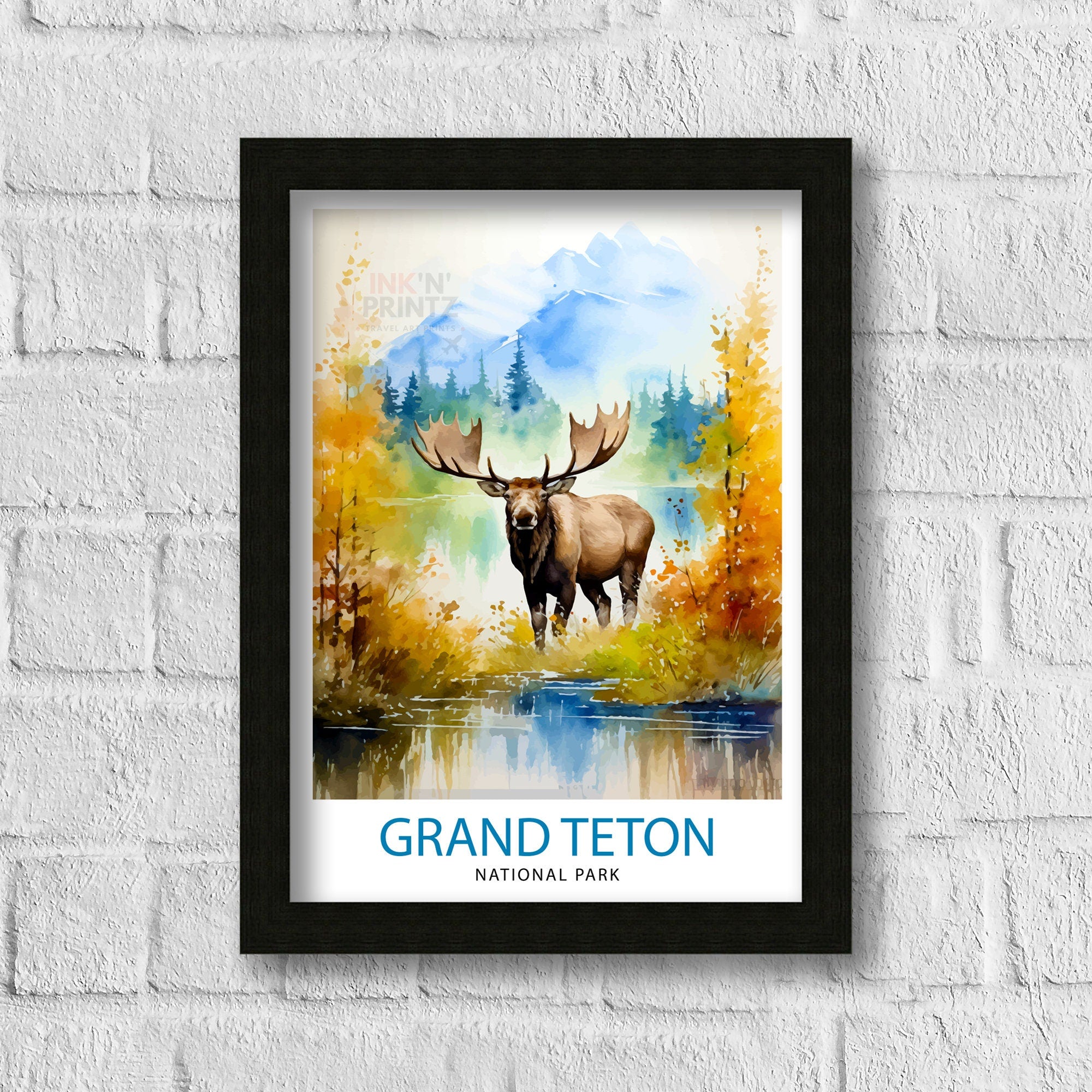 Grand Teton National Park Travel Print| Mountain Wall Art Wyoming Home Decor Nature Poster | Adventure Gift