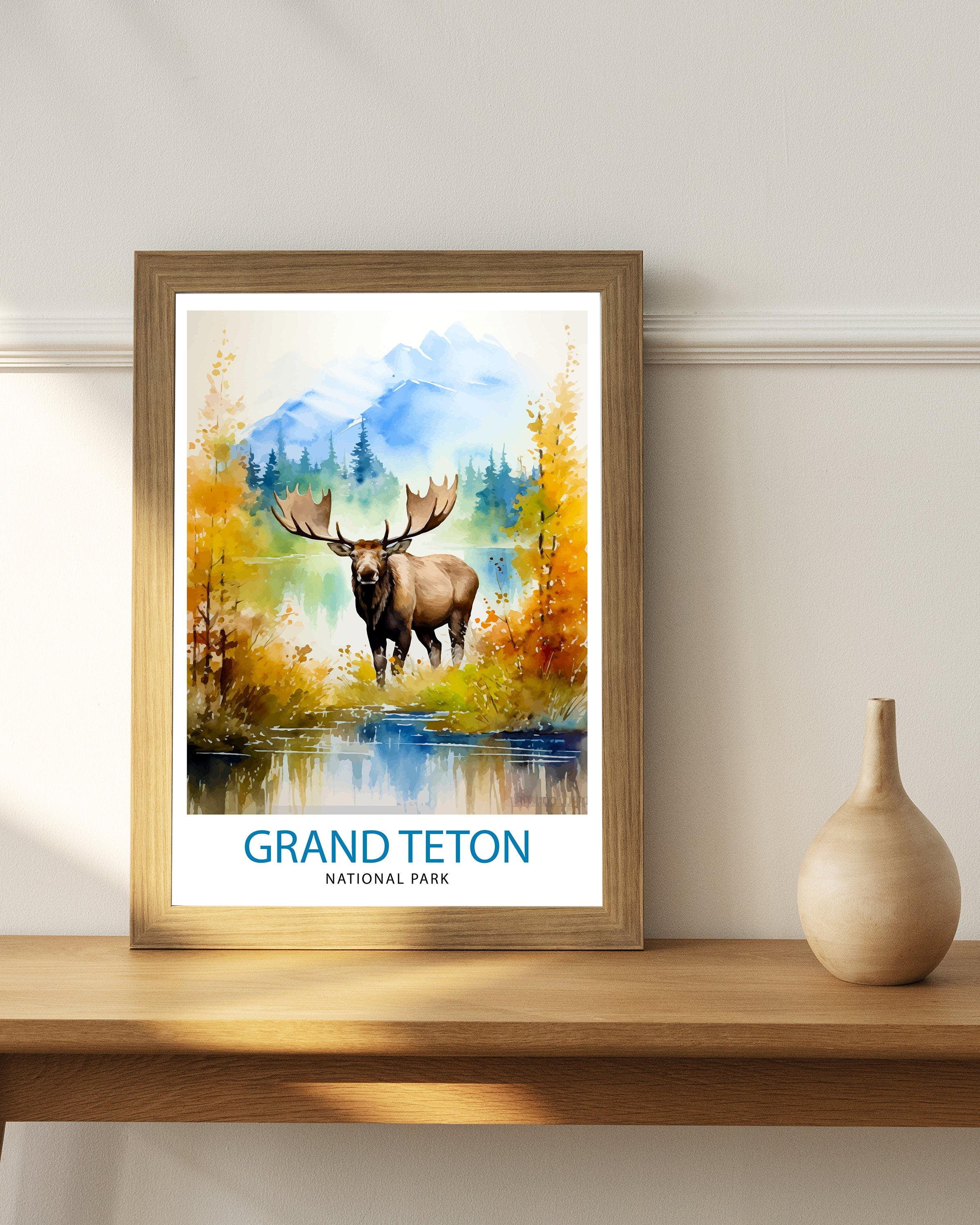 Grand Teton National Park Travel Print| Mountain Wall Art Wyoming Home Decor Nature Poster | Adventure Gift