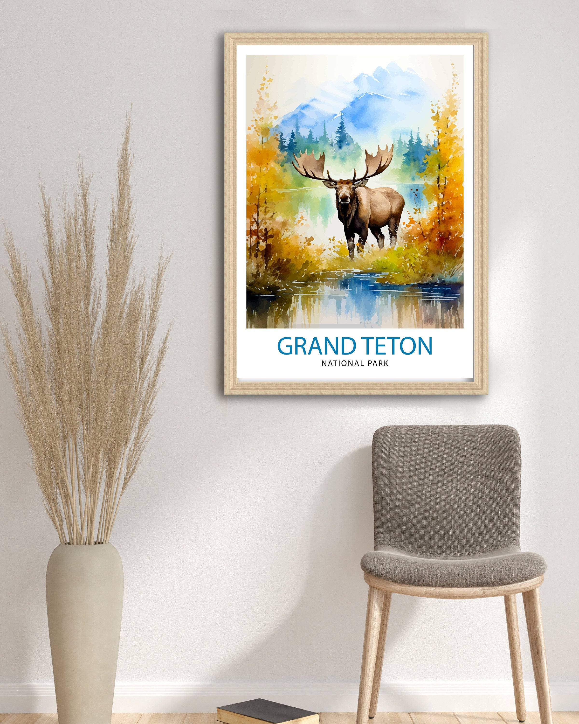 Grand Teton National Park Travel Print| Mountain Wall Art Wyoming Home Decor Nature Poster | Adventure Gift