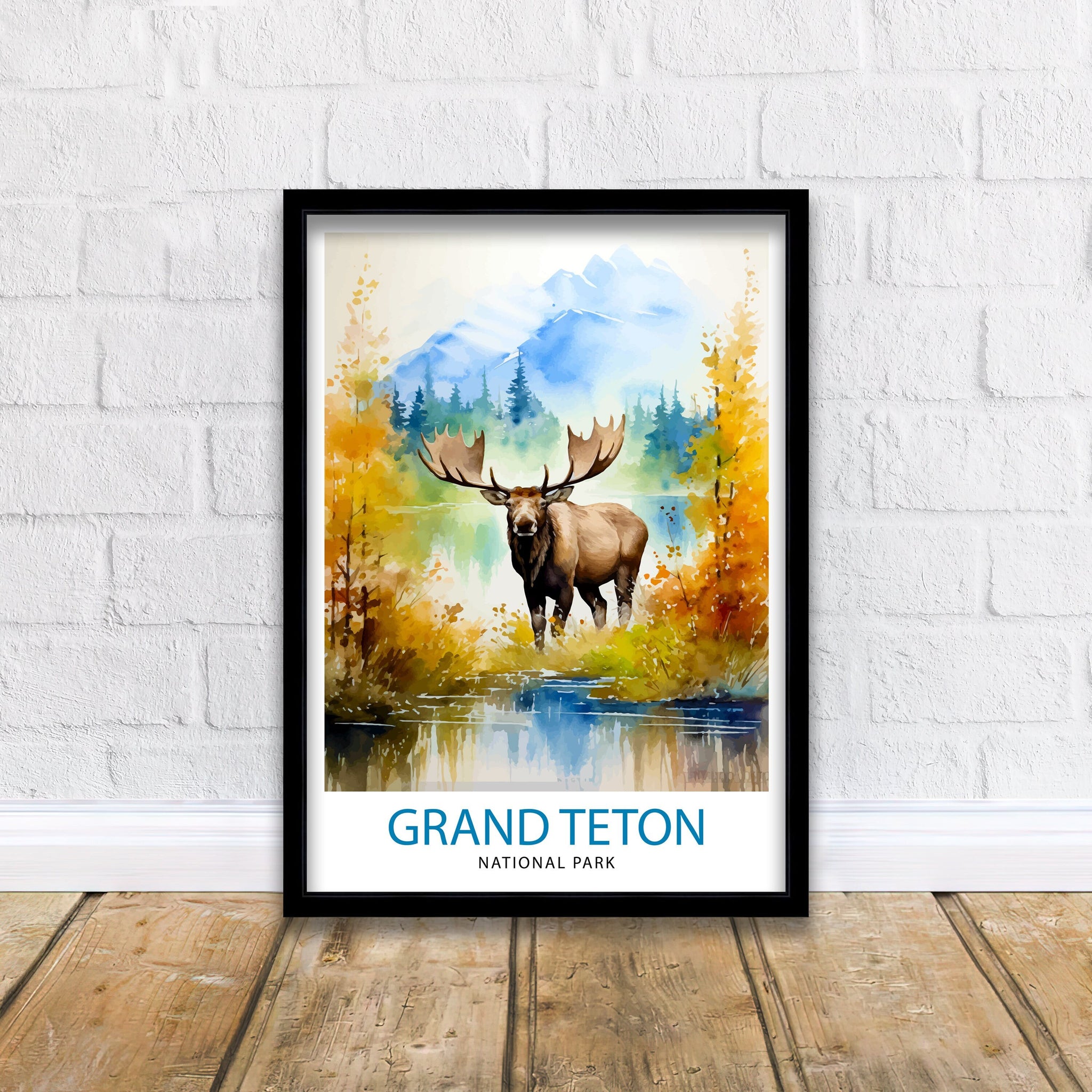 Grand Teton National Park Travel Print| Mountain Wall Art Wyoming Home Decor Nature Poster | Adventure Gift