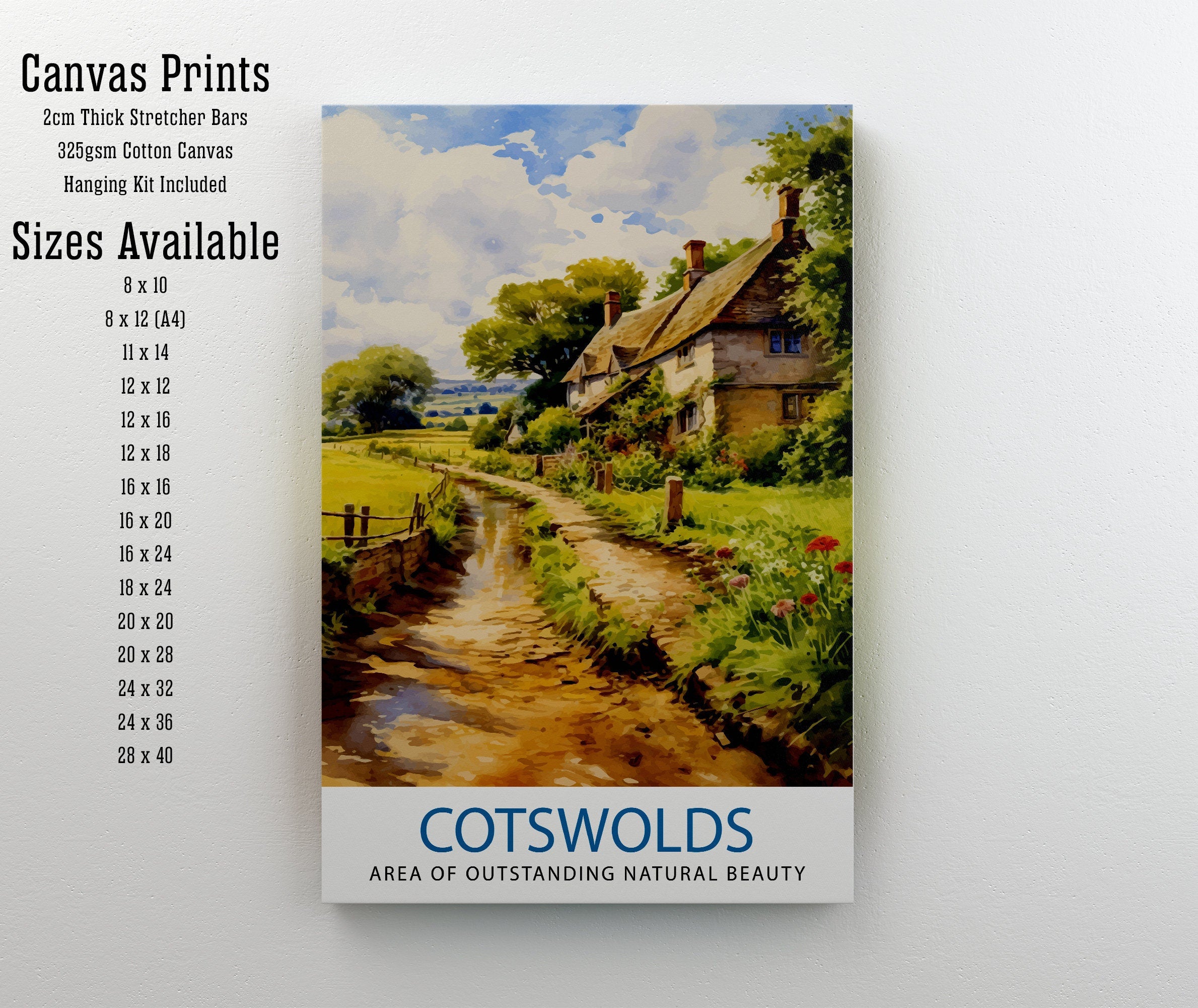 Cotswolds Travel Print Cotswolds Wall Art Cotswolds Illustration Travel Poster Gift Cotswolds Home Decor