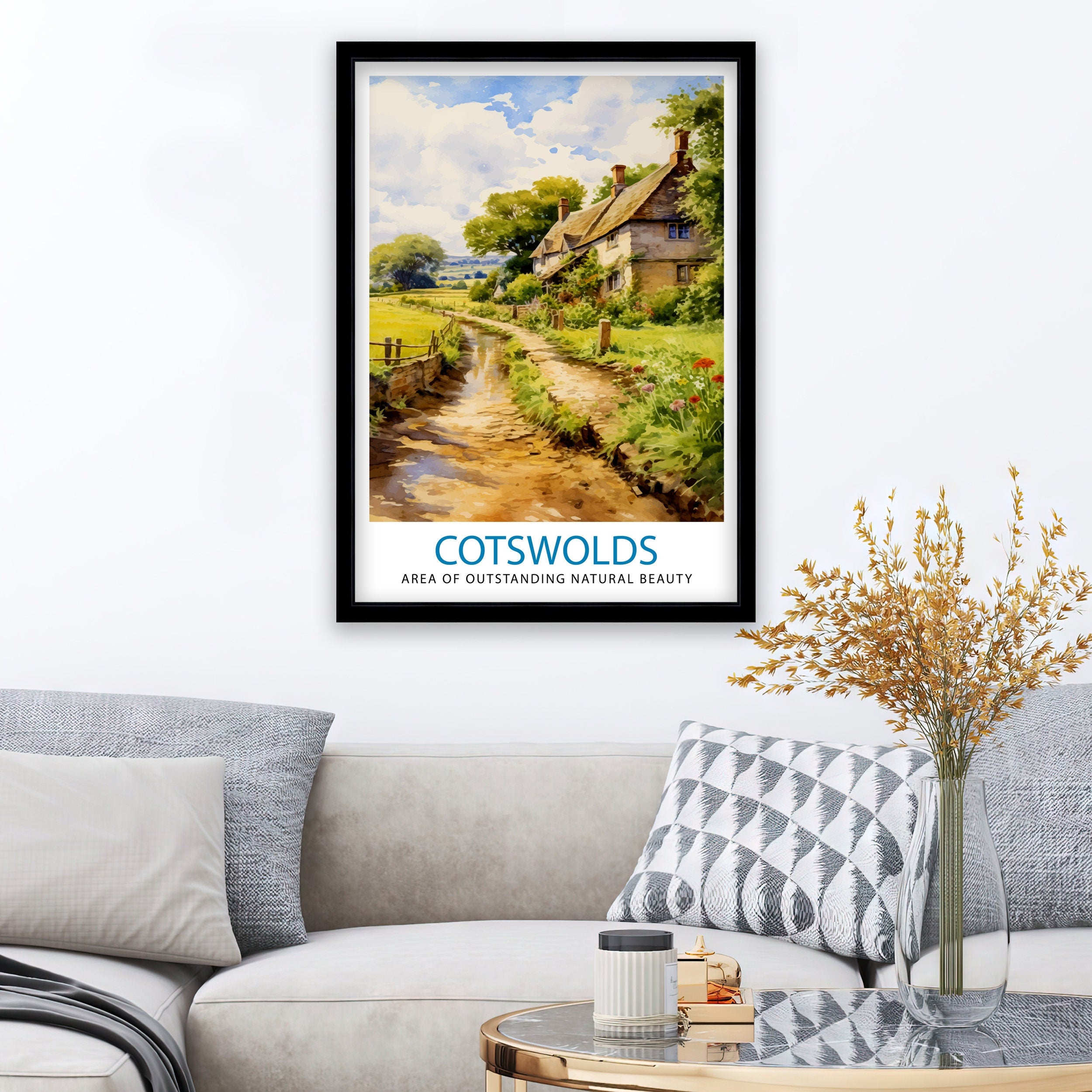 Cotswolds Travel Print Cotswolds Wall Art Cotswolds Illustration Travel Poster Gift Cotswolds Home Decor