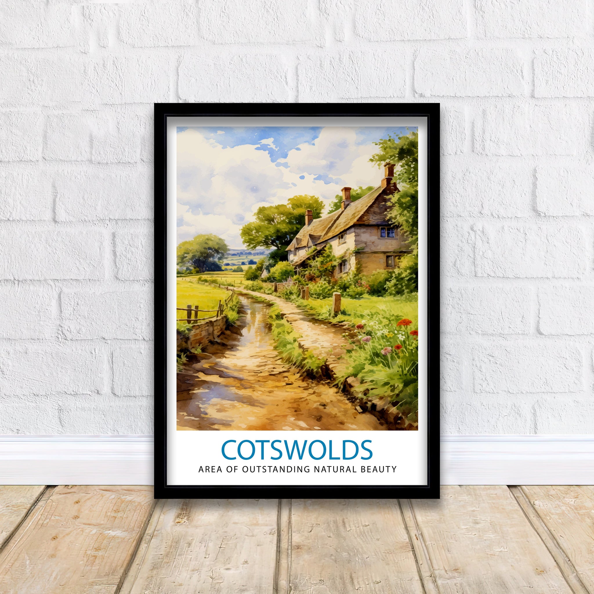 Cotswolds Travel Print Cotswolds Wall Art Cotswolds Illustration Travel Poster Gift Cotswolds Home Decor