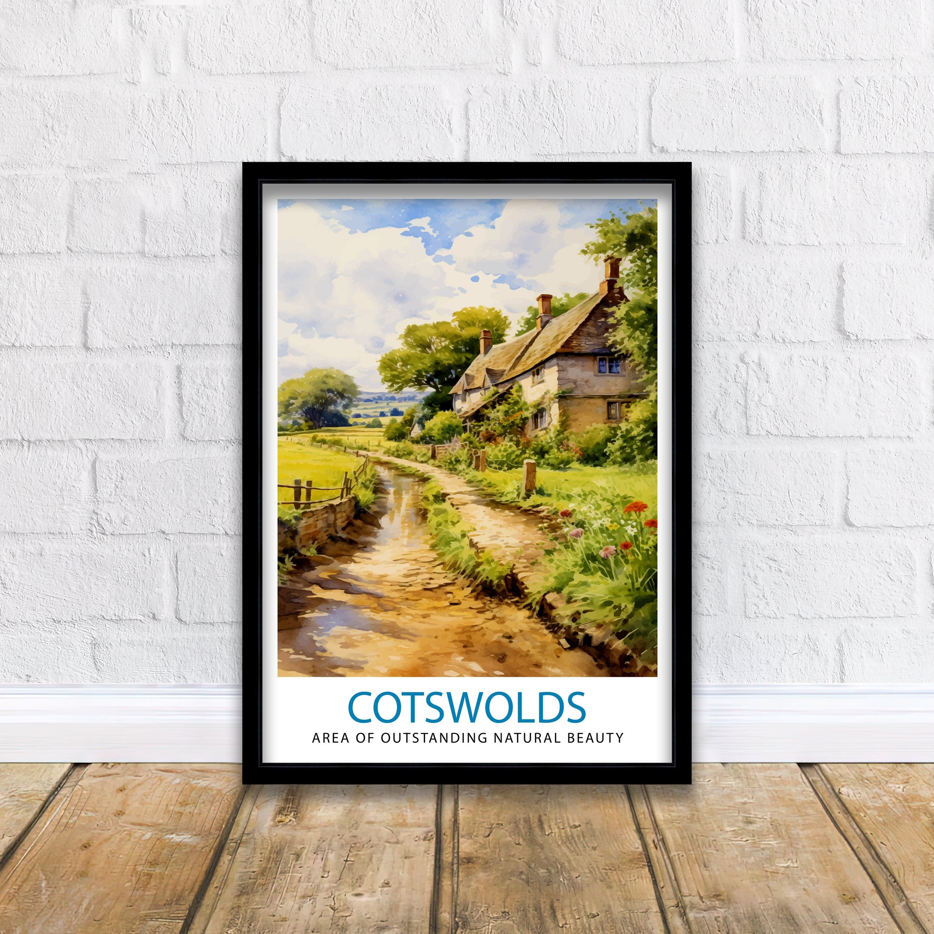 Cotswolds Travel Print Cotswolds Wall Art Cotswolds Illustration Travel Poster Gift Cotswolds Home Decor
