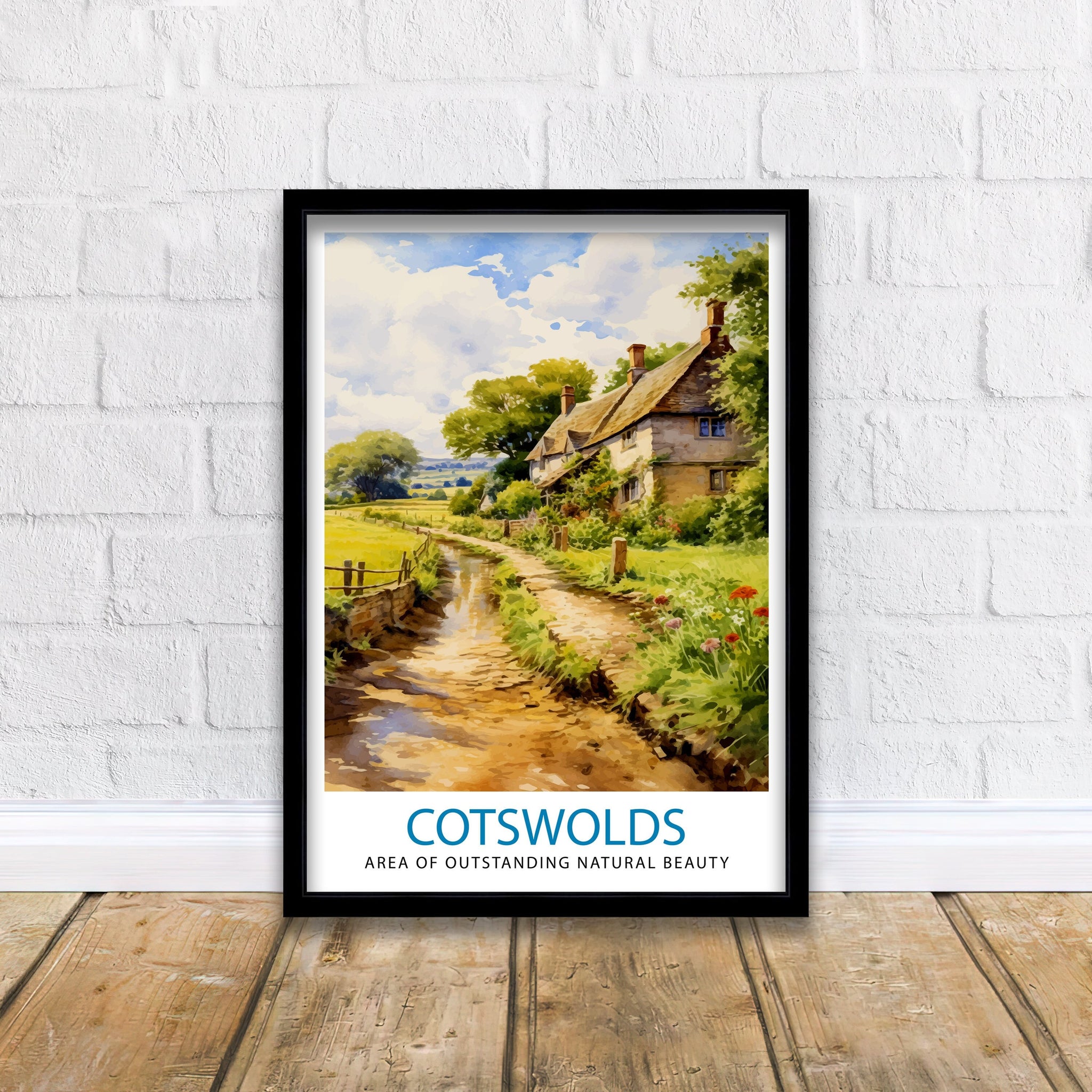 Cotswolds Travel Print Cotswolds Wall Art Cotswolds Illustration Travel Poster Gift Cotswolds Home Decor