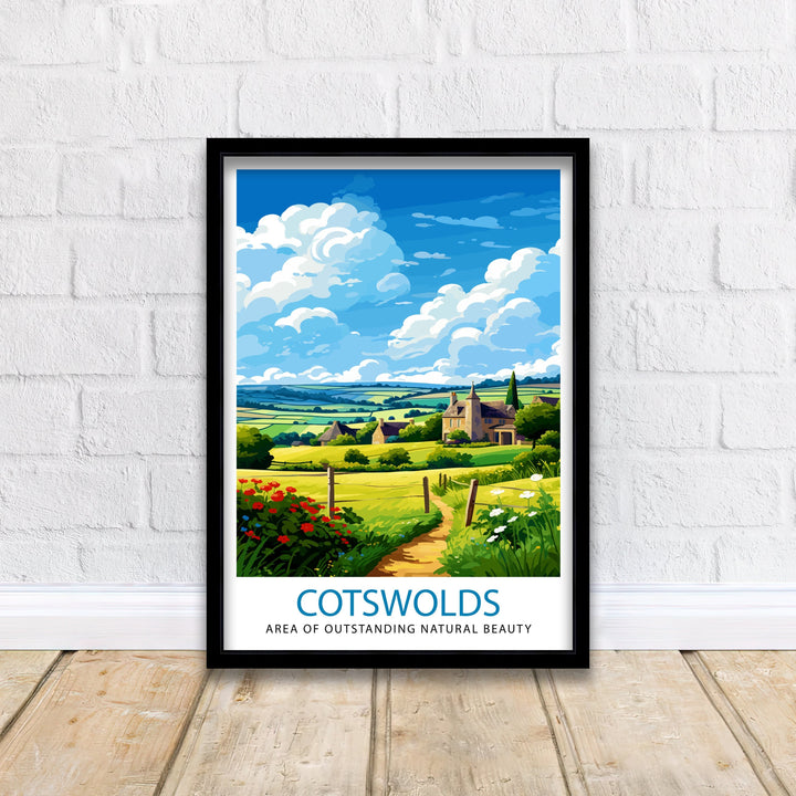 Cotswolds Travel Poster Cotswolds Wall Art Cotswolds Illustration Travel Poster Gift Cotswolds Home Decor