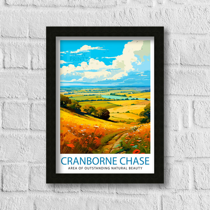 Cranborne Chase AONB Poster English Countryside Art Rural Landscape Poster Dorset Wiltshire Scenery