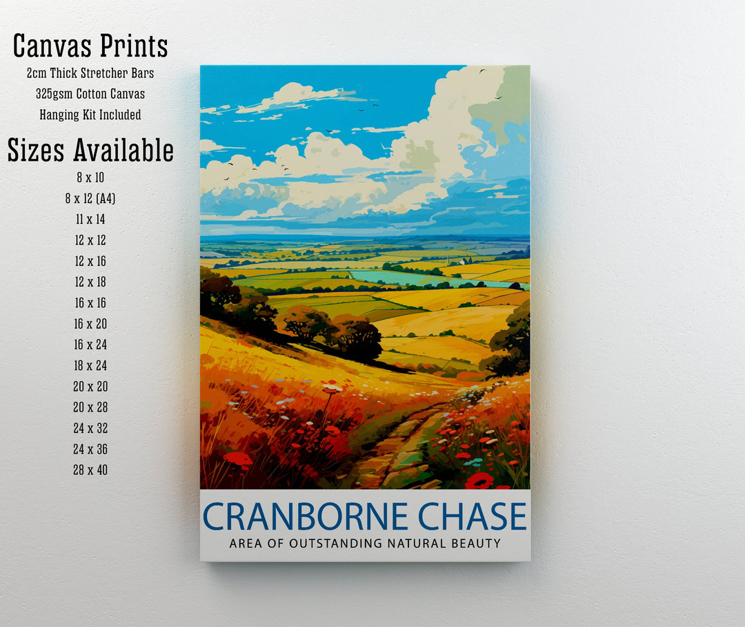 Cranborne Chase AONB Poster English Countryside Art Rural Landscape Poster Dorset Wiltshire Scenery