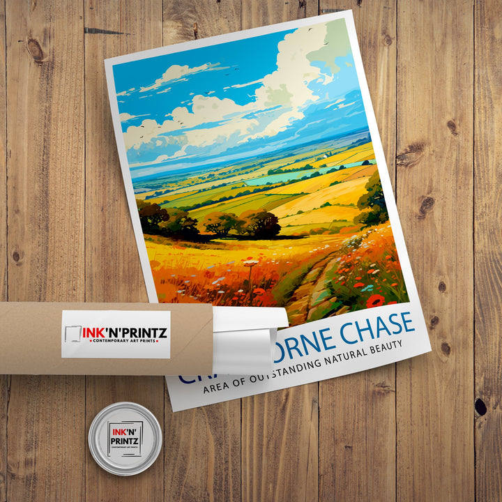 Cranborne Chase AONB Poster English Countryside Art Rural Landscape Poster Dorset Wiltshire Scenery