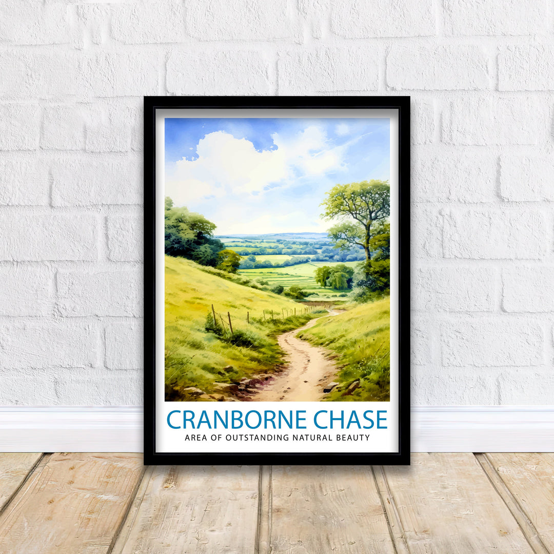 Cranborne Chase AONB Poster English Countryside Art Rural Landscape Poster Dorset Wiltshire Scenery