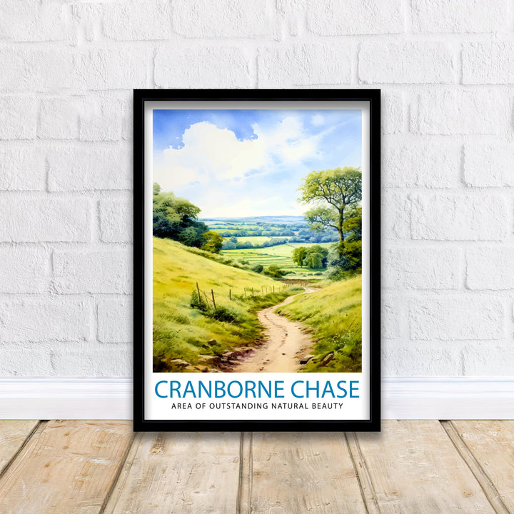 Cranborne Chase AONB Poster English Countryside Art Rural Landscape Poster Dorset Wiltshire Scenery