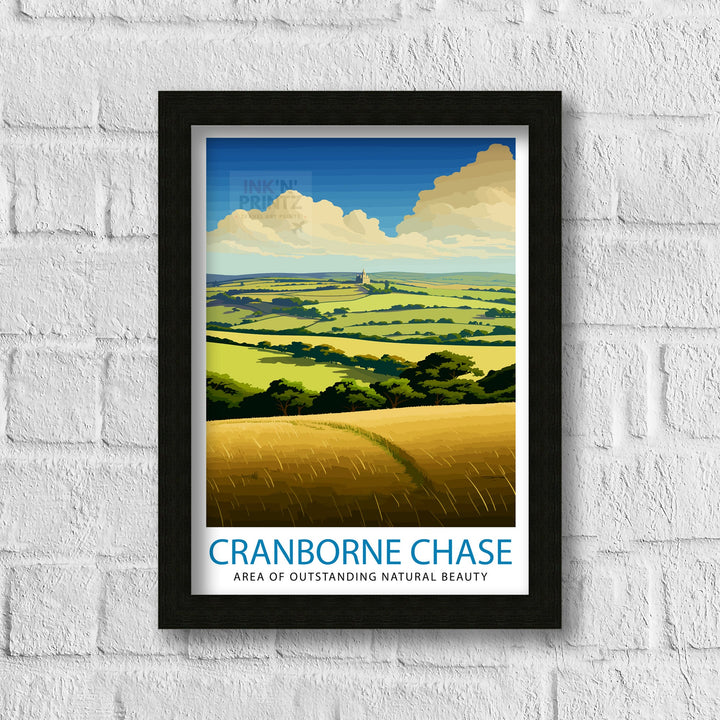 Cranborne Chase AONB Poster English Countryside Art Rural Landscape Poster Dorset Wiltshire Scenery